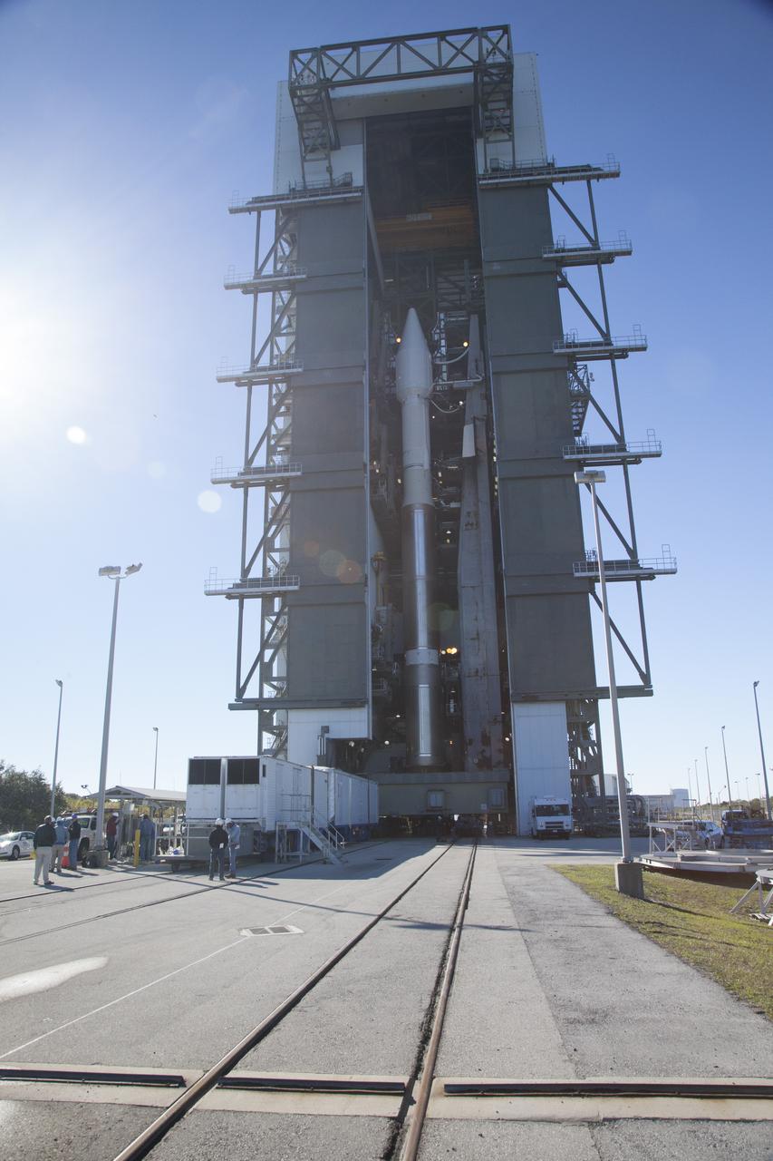 CAPE CANAVERAL, Fla. – At Cape Canaveral Air Force Station's Launch Complex 41, a United Launch Alliance Atlas V with NASA's Tracking and Data Relay Satellite, or TDRS-L, spacecraft atop, is being prepared for rollout from the Vertical Integration Facility to the launch pad. The TDRS-L spacecraft is the second of three new satellites designed to ensure vital operational continuity for NASA by expanding the lifespan of the Tracking and Data Relay Satellite System TDRSS fleet, which consists of eight satellites in geosynchronous orbit. The spacecraft provide tracking, telemetry, command and high bandwidth data return services for numerous science and human exploration missions orbiting Earth. These include NASA's Hubble Space Telescope and the International Space Station. TDRS-L has a high-performance solar panel designed for more spacecraft power to meet the growing S-band communications requirements. TDRSS is one of NASA Space Communication and Navigation’s SCaN three networks providing space communications to NASA’s missions. For more information more about TDRS-L, visit: http://www.nasa.gov/tdrs To learn more about SCaN, visit: www.nasa.gov/scan Photo credit: NASA/Daniel Casper