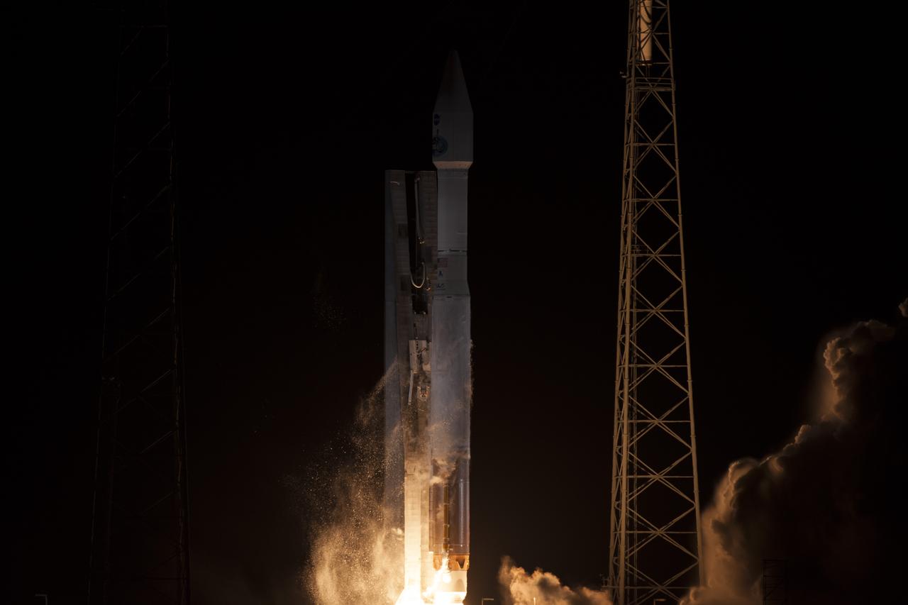 CAPE CANAVERAL, Fla. – The dual rocket engines beneath the United Launch Alliance Atlas V are ablaze as the rocket lifts off Space Launch Complex 41 on Cape Canaveral Air Force Station in Florida, carrying NASA's Tracking and Data Relay Satellite, or TDRS-L, to Earth orbit. Liftoff was at 9:33 p.m. EST Jan. 23 during a 40-minute launch window. The TDRS-L spacecraft is the second of three new satellites designed to ensure vital operational continuity for NASA by expanding the lifespan of the Tracking and Data Relay Satellite System TDRSS fleet, which consists of eight satellites in geosynchronous orbit. The spacecraft provide tracking, telemetry, command and high-bandwidth data return services for numerous science and human exploration missions orbiting Earth. These include NASA's Hubble Space Telescope and the International Space Station. TDRS-L has a high-performance solar panel designed for more spacecraft power to meet the growing S-band communications requirements. TDRSS is one of three NASA Space Communication and Navigation SCaN networks providing space communications to NASA’s missions. For more information more about TDRS-L, visit http://www.nasa.gov/tdrs. To learn more about SCaN, visit www.nasa.gov/scan. Photo credit: NASA/George Roberts  