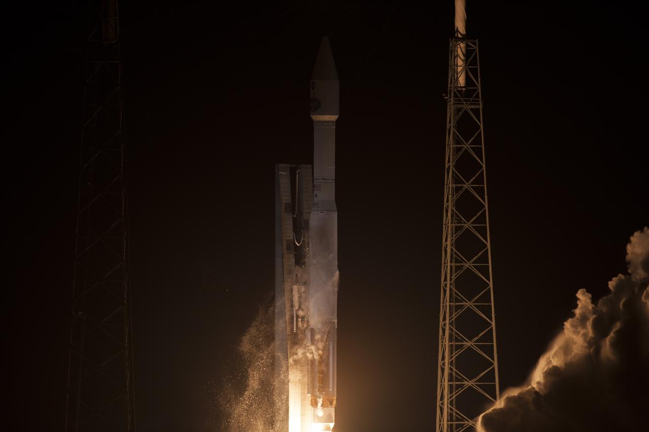 CAPE CANAVERAL, Fla. -- The exhaust plume builds at Space Launch Complex 41 on Cape Canaveral Air Force Station in Florida following engine ignition under the United Launch Alliance Atlas V rocket carrying NASA's Tracking and Data Relay Satellite, or TDRS-L, to Earth orbit. Launch was at 9:33 p.m. EST Jan. 23 during a 40-minute launch window. The TDRS-L spacecraft is the second of three new satellites designed to ensure vital operational continuity for NASA by expanding the lifespan of the Tracking and Data Relay Satellite System TDRSS fleet, which consists of eight satellites in geosynchronous orbit. The spacecraft provide tracking, telemetry, command and high-bandwidth data return services for numerous science and human exploration missions orbiting Earth. These include NASA's Hubble Space Telescope and the International Space Station. TDRS-L has a high-performance solar panel designed for more spacecraft power to meet the growing S-band communications requirements. TDRSS is one of three NASA Space Communication and Navigation SCaN networks providing space communications to NASA’s missions. For more information more about TDRS-L, visit http://www.nasa.gov/tdrs. To learn more about SCaN, visit www.nasa.gov/scan. Photo credit: NASA/George Roberts
