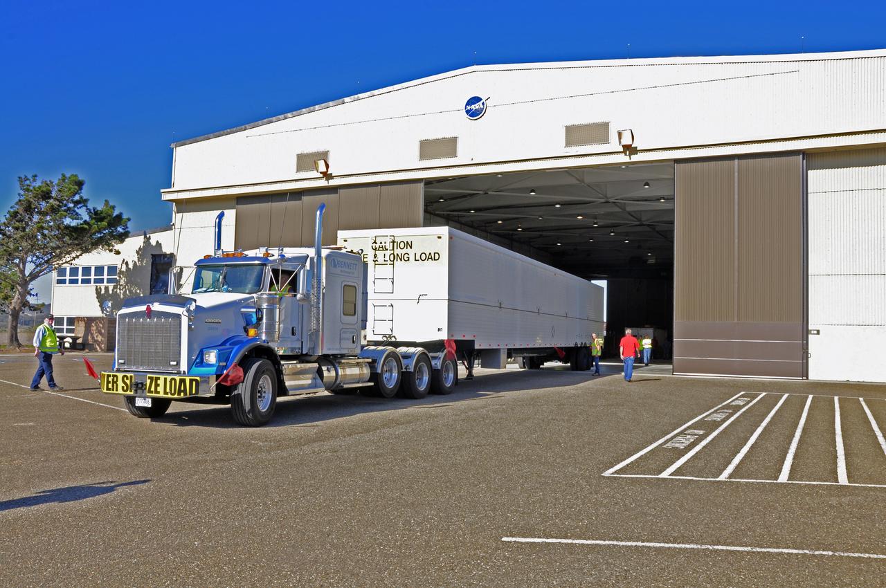 VANDENBERG AIR FORCE BASE, Calif. – The second stage for NASA's Orbiting Carbon Observatory-2 mission, or OCO-2, arrives at the Building 836 hangar on Vandenberg Air Force Base in California. OCO-2 is scheduled to launch aboard a United Launch Alliance Delta II rocket from Space Launch Complex 2 in July. The rocket's second stage will insert OCO-2 into a polar Earth orbit. OCO-2 will collect precise global measurements of carbon dioxide in the Earth's atmosphere and provide scientists with a better idea of the chemical compound's impacts on climate change. Scientists will analyze this data to improve our understanding of the natural processes and human activities that regulate the abundance and distribution of this important atmospheric gas. To learn more about OCO-2, visit http://oco.jpl.nasa.gov. Photo credit: NASA/Randy Beaudoin