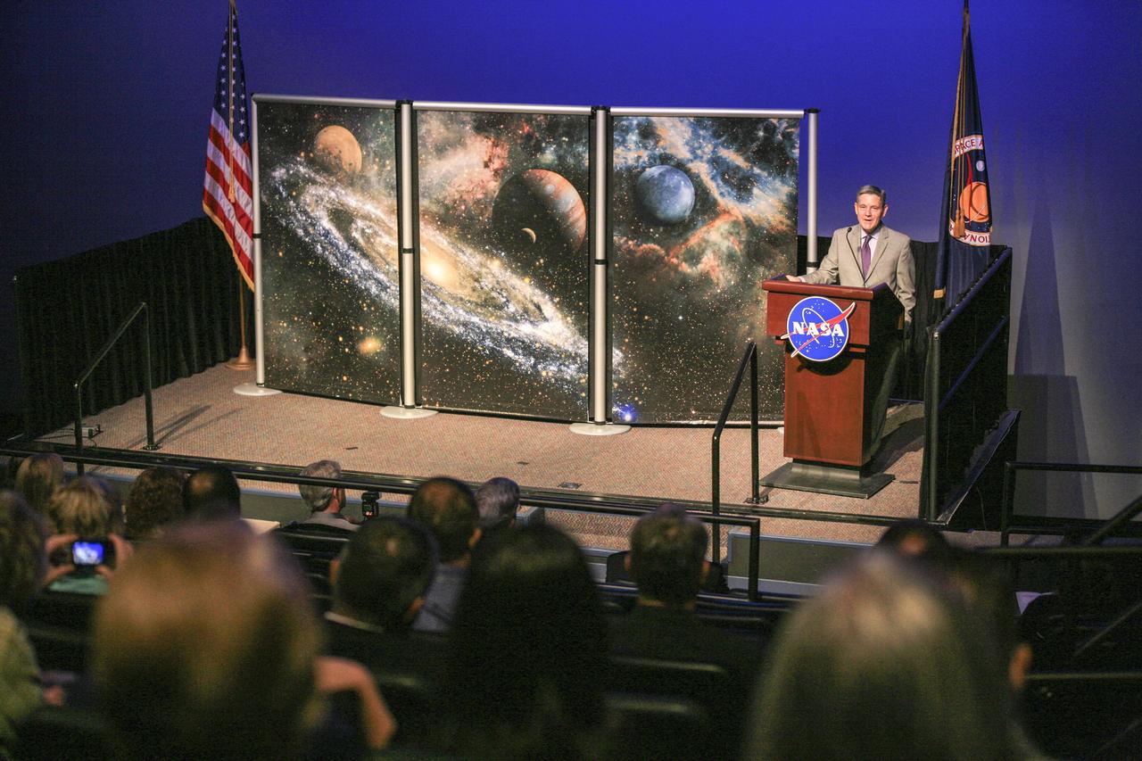 CAPE CANAVERAL, Fla. – Kennedy Space Center Director Robert Cabana addresses NASA civil service and contractor employees and their families attending the 2013 KSC Honor Awards Ceremony in the IMAX theater at the Kennedy Space Center Visitor Complex in Florida. Kennedy conducts its Annual Honor Awards Ceremony each spring. During the ceremony, the center's director and deputy director present deserving employees with various awards in the form of medals and certificates. The ceremony is open to all employees and broadcast to employees who are unable to attend. For more information about NASA's Kennedy Space Center, visit http://www.nasa.gov/kennedy. Photo credit: NASA/Kim Shiflett