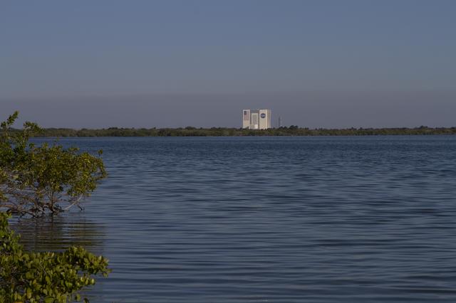NASA image: Manatees near the NASA Causeway Bridge