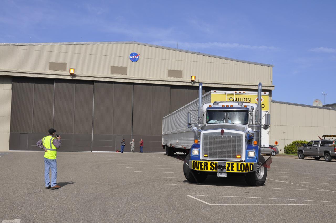 VANDENBERG AIR FORCE BASE, Calif. – Preparations are underway to offload the Delta first-stage booster for NASA's Orbiting Carbon Observatory-2 mission, or OCO-2, into the Building 836 hangar at Space Launch Complex 2 on Vandenberg Air Force Base in California. OCO-2 is scheduled to launch aboard a United Launch Alliance Delta II rocket in July. The observatory will collect precise global measurements of carbon dioxide in the Earth's atmosphere and provide scientists with a better idea of the chemical compound's impacts on climate change. Scientists will analyze this data to improve our understanding of the natural processes and human activities that regulate the abundance and distribution of this important atmospheric gas. To learn more about OCO-2, visit http://oco.jpl.nasa.gov. Photo credit: NASA/Randy Beaudoin