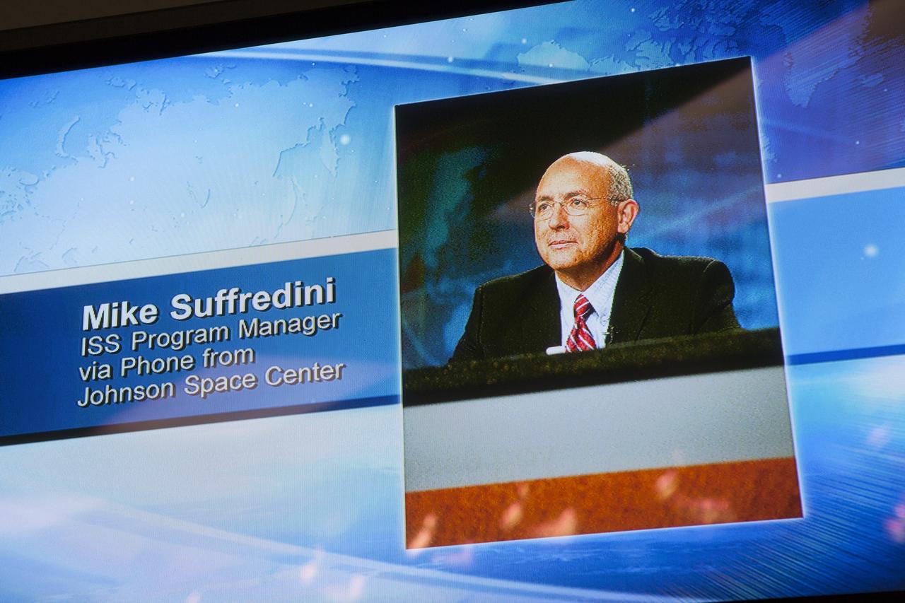 CAPE CANAVERAL, Fla. – During a news conference at NASA's Kennedy Space Center in Florida, agency and contractor officials discussed preparations for the launch of the SpaceX-3 Commercial Resupply Services mission to the International Space Station. Mike Suffredini, NASA's ISS program manager, participated in the briefing by telephone from the agency's Johnson Space Center.    Scheduled for launch on April 14, 2014 atop a Falcon 9 rocket, Dragon spacecraft will be marking its fourth trip to the space station. The SpaceX-3 mission carrying almost 2.5 tons of supplies, technology and science experiments is the third of 12 flights contracted by NASA to resupply the orbiting laboratory. For more information, visit http://www.nasa.gov/mission_pages/station/structure/launch/index.html Photo credit: NASA/Kim Shiflett