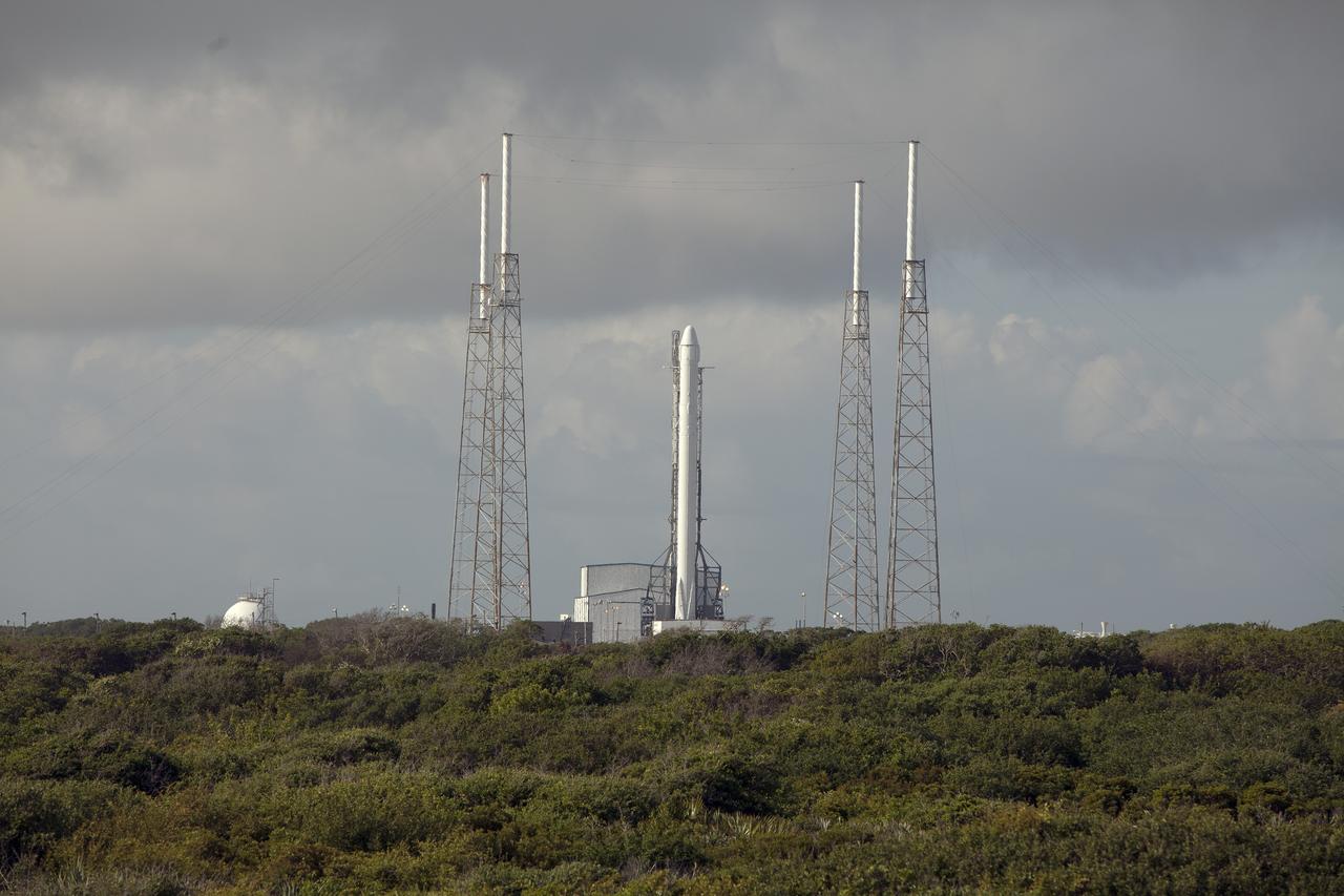 CAPE CANAVERAL, Fla. - Preparations are underway at Space Launch Complex 40 on Cape Canaveral Air Force Station in Florida to launch a SpaceX Falcon 9 rocket and a Dragon capsule on its third commercial resupply mission to deliver about 5,000 pounds of cargo to the International Space Station.    Scheduled for launch at about 4:58 p.m. EDT April 14, Dragon will be making its fourth trip to the space station. The SpaceX-3 mission, carrying almost 2.5 tons of supplies, technology and science experiments, is the third of 12 flights under NASA's Commercial Resupply Services contract to resupply the orbiting laboratory. For more information, visit http://www.nasa.gov/mission_pages/station/structure/launch/index.html Photo credit: NASA/Glenn Benson