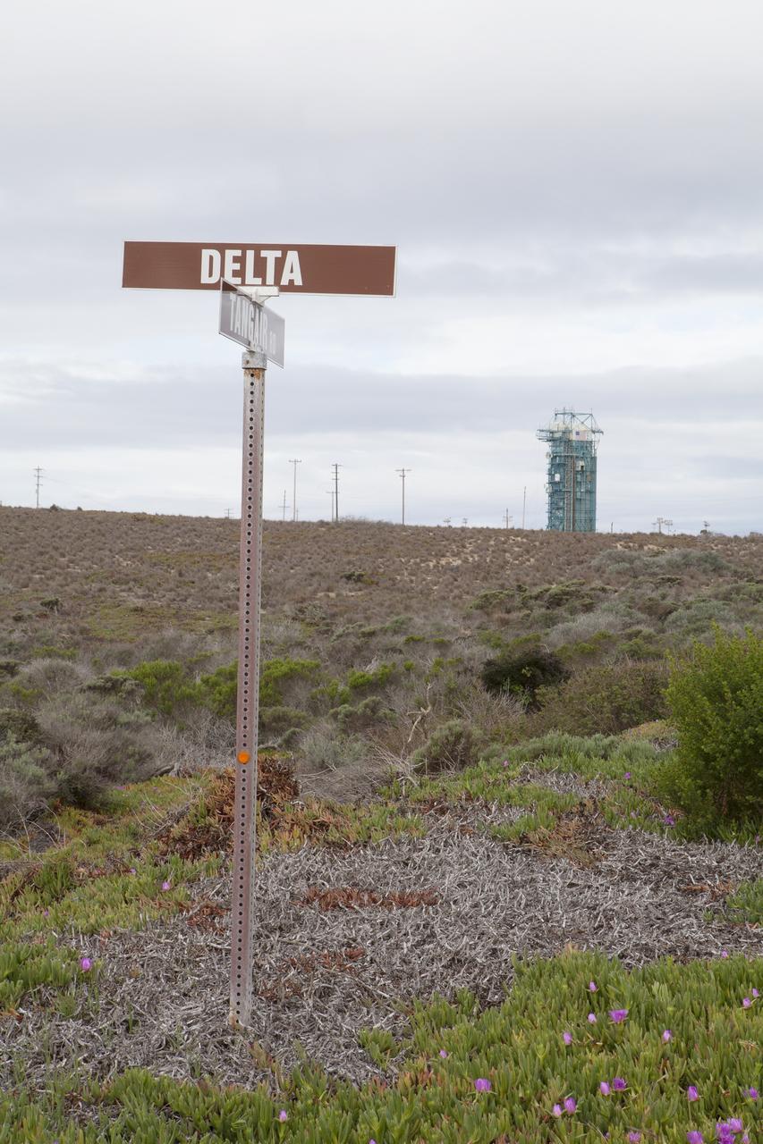 VANDENBERG AIR FORCE BASE, Calif. – The road leading to Space Launch Complex 2 on Vandenberg Air Force Base in California is named appropriately "Delta." NASA's Orbiting Carbon Observatory-2 mission, or OCO-2, is being prepared for launch in July aboard a United Launch Alliance Delta II rocket inside the launch tower in the background.    The observatory will collect precise global measurements of carbon dioxide in the Earth's atmosphere and provide scientists with a better idea of the chemical compound's impacts on climate change. Scientists will analyze this data to improve our understanding of the natural processes and human activities that regulate the abundance and distribution of this important atmospheric gas. To learn more about OCO-2, visit http://oco.jpl.nasa.gov.  Photo credit: NASA/Kim Shiflett