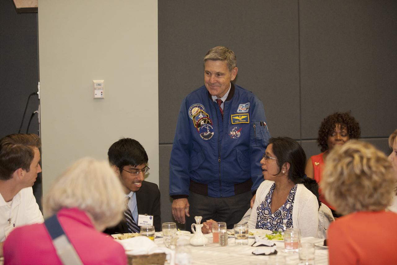 CAPE CANAVERAL, Fla. – At the Kennedy Space Center Visitor Complex in Florida, Bob Cabana, the center's director, addresses students during the 2014 DuPont Challenge Science Essay Competition awards ceremony at the Operations and Support Building II. The challenge, now in its 28th year, reaches out to students from grades seven through 12 from all 50 states and Canada. More than 200,000 students entered the competition. The DuPont Challenge aims to inspire students to excel and achieve in scientific writing and pursue careers in science, technology, engineering and mathematics STEM. The challenge honors space shuttle Challenger's STS-51L crew members who gave their lives while furthering the cause of exploration and discovery. For more information on the challenge, go to http://thechallenge.dupont.com/sponsors/nasa.php.  Photo credit: NASA/Kim Shiflett