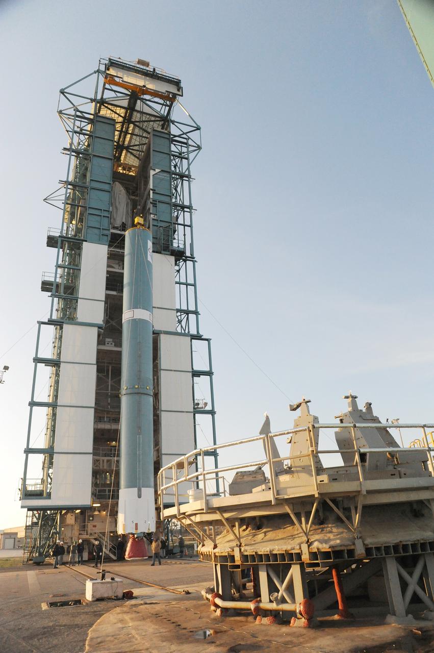 VANDENBERG AIR FORCE BASE, Calif. – Preparations are underway to lift the United Launch Alliance Delta II rocket for NASA's Orbiting Carbon Observatory-2 mission, or OCO-2, into the mobile service tower at Space Launch Complex 2 on Vandenberg Air Force Base in California.    Launch is scheduled for July 1, 2014.  The observatory will collect precise global measurements of carbon dioxide in the Earth's atmosphere and provide scientists with a better idea of the chemical compound's impacts on climate change. Scientists will analyze this data to improve our understanding of the natural processes and human activities that regulate the abundance and distribution of this important atmospheric gas. To learn more about OCO-2, visit http://oco.jpl.nasa.gov.  Photo credit: NASA/Mark Mackley, 30th Space Wing