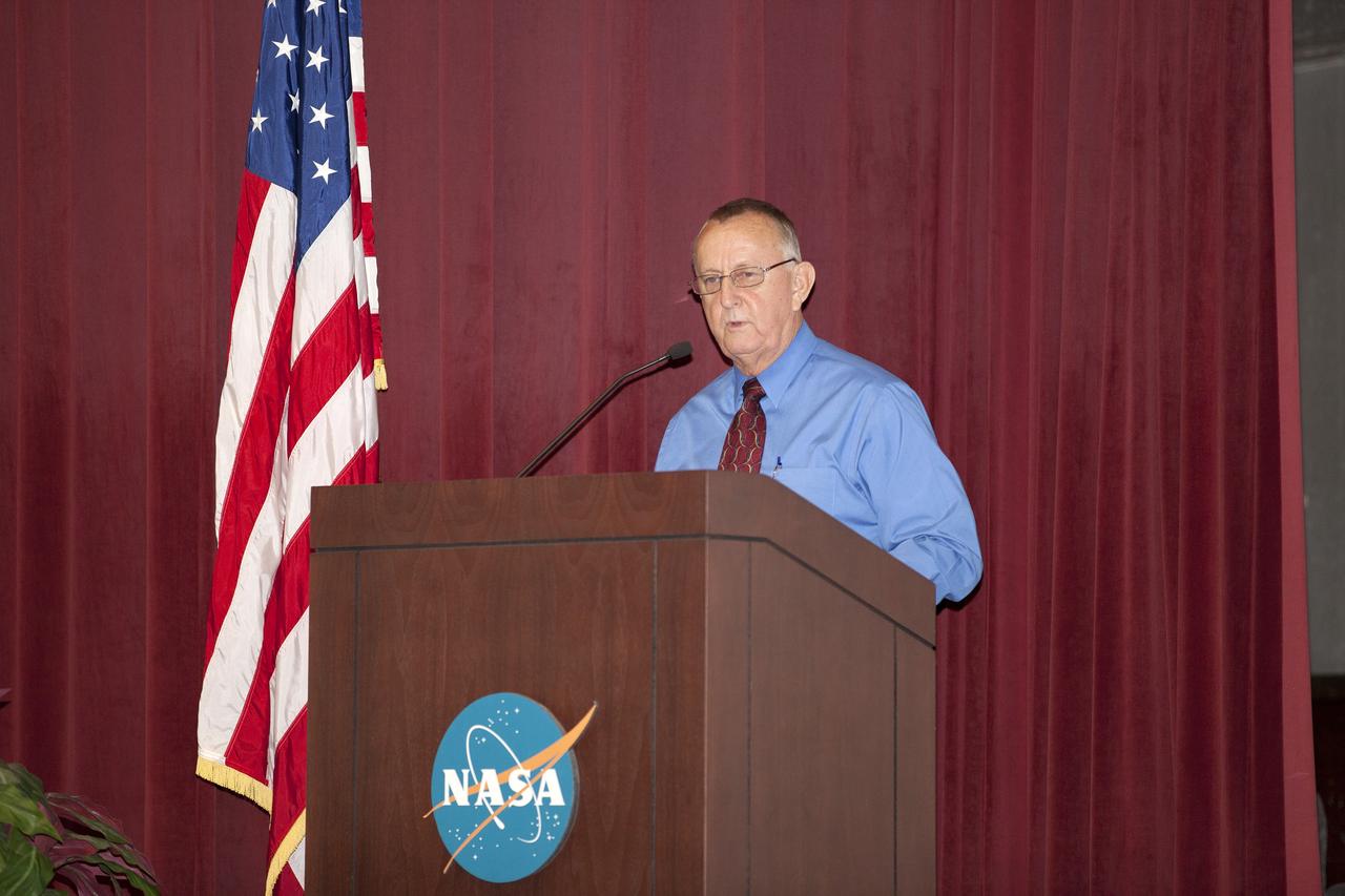 CAPE CANAVERAL, Fla. -- Wayne Kee, NASA emergency manager at NASA's Kennedy Space Center in Florida, moderates the center's annual hurricane awareness briefing.    The briefing, held at the start of the 2014 hurricane season, is attended by the center's emergency hurricane coordinators and other interested employees in the KSC Training Auditorium. The briefing also is broadcast to the workforce.  For more information, visit http://www.patrick.af.mil/weather.  Photo credit: NASA/Kim Shiflett