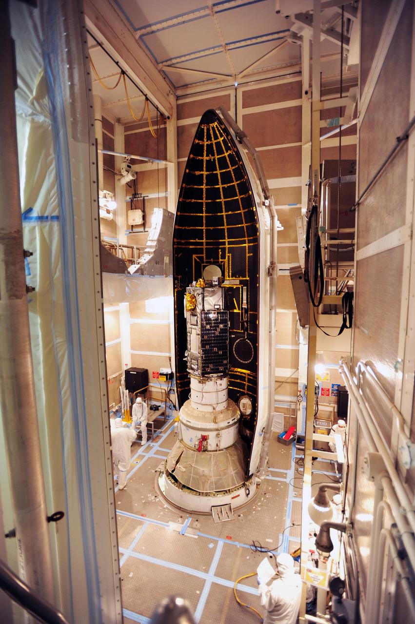 VANDENBERG AIR FORCE BASE, Calif. – Preparations are underway to complete the encapsulation of NASA's Orbiting Carbon Observatory-2, or OCO-2, into the Delta II payload fairing in the mobile service tower at Space Launch Complex 2 on Vandenberg Air Force Base in California.    The fairing will protect OCO-2 during launch aboard a United Launch Alliance Delta II rocket, scheduled for 5:56 a.m. EDT on July 1.  OCO-2 is NASA’s first mission dedicated to studying atmospheric carbon dioxide, the leading human-produced greenhouse gas driving changes in Earth’s climate. OCO-2 will provide a new tool for understanding the human and natural sources of carbon dioxide emissions and the natural "sinks" that absorb carbon dioxide and help control its buildup. The observatory will measure the global geographic distribution of these sources and sinks and study their changes over time. To learn more about OCO-2, visit http://oco.jpl.nasa.gov.  Photo credit: NASA/30th Space Wing, U.S. Air Force