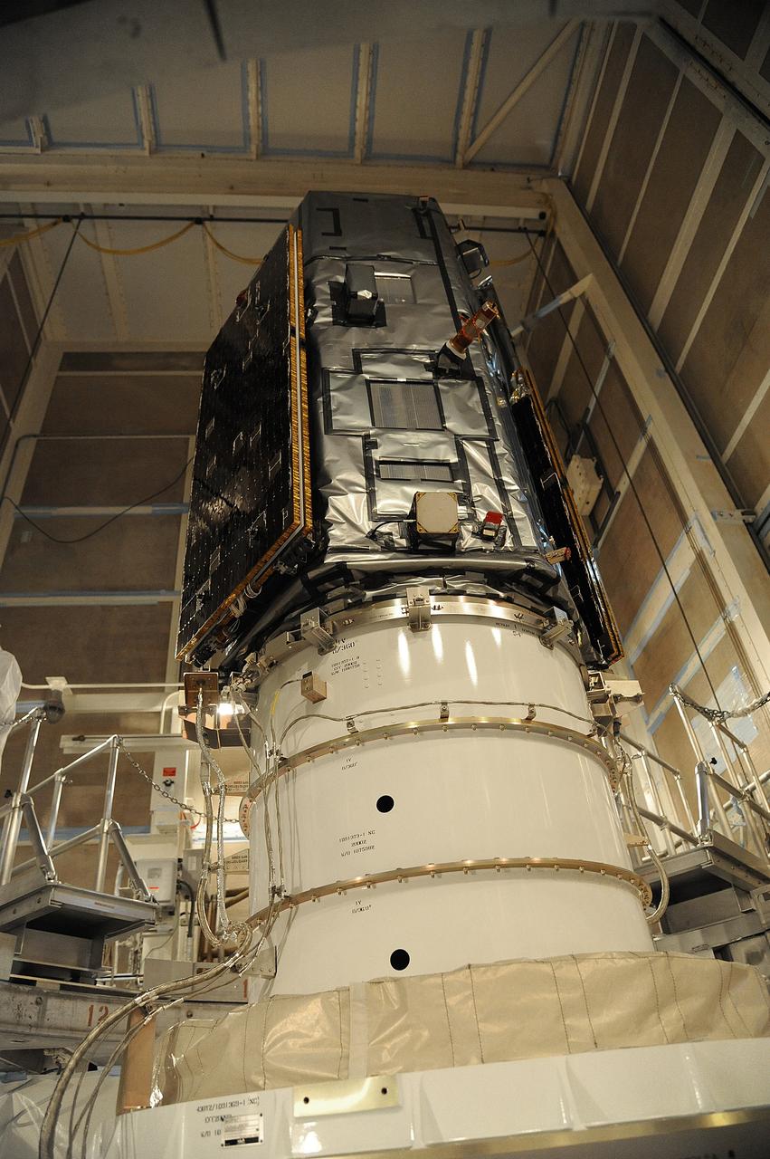 VANDENBERG AIR FORCE BASE, Calif. – NASA's Orbiting Carbon Observatory-2, or OCO-2, satellite sits atop a United Launch Alliance Delta II rocket prior to encapsulation in its payload fairing at Space Launch Complex 2 at Vandenberg Air Force Base in California. Launch is scheduled for 2:56 a.m. PDT 5:56 a.m. EDT on July 1.    OCO-2 is NASA’s first mission dedicated to studying atmospheric carbon dioxide, the leading human-produced greenhouse gas driving changes in Earth’s climate. OCO-2 will provide a new tool for understanding the human and natural sources of carbon dioxide emissions and the natural "sinks" that absorb carbon dioxide and help control its buildup. The observatory will measure the global geographic distribution of these sources and sinks and study their changes over time. To learn more about OCO-2, visit http://oco.jpl.nasa.gov Photo credit: NASA/Mark Mackley