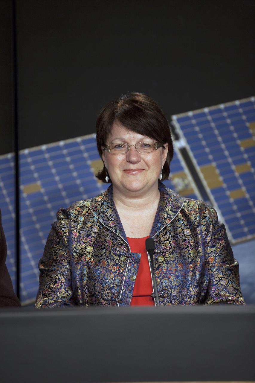 VANDENBERG AIR FORCE BASE, Calif. – Betsy Edwards, Orbiting Carbon Observatory-2 project executive at NASA Headquarters, participates in a prelaunch news conference at Vandenberg Air Force Base in California prior to the launch of the observatory, or OCO-2.      Launch aboard a United Launch Alliance Delta II rocket from Space Launch Complex 2 is scheduled for 5:56 a.m. EDT on July 1.  OCO-2 is NASA’s first mission dedicated to studying atmospheric carbon dioxide, the leading human-produced greenhouse gas driving changes in Earth’s climate. OCO-2 will provide a new tool for understanding the human and natural sources of carbon dioxide emissions and the natural "sinks" that absorb carbon dioxide and help control its buildup. The observatory will measure the global geographic distribution of these sources and sinks and study their changes over time. To learn more about OCO-2, visit http://www.nasa.gov/oco2.  Photo credit: NASA/Kim Shiflett