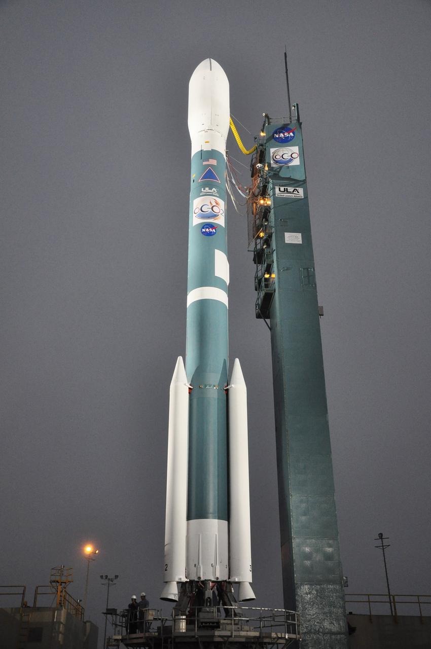 VANDENBERG AIR FORCE BASE, Calif. – At Vandenberg Air Force Base in California, the United Launch Alliance Delta II rocket carrying NASA's Orbiting Carbon Observatory-2, or OCO-2, awaits loading of its cryogenic propellants following rollback of the mobile service tower on Space Launch Complex 2.      Launch is scheduled for 5:56 a.m. EDT on July 1. OCO-2 is NASA’s first mission dedicated to studying atmospheric carbon dioxide, the leading human-produced greenhouse gas driving changes in Earth’s climate. OCO-2 will provide a new tool for understanding the human and natural sources of carbon dioxide emissions and the natural "sinks" that absorb carbon dioxide and help control its buildup. The observatory will measure the global geographic distribution of these sources and sinks and study their changes over time. To learn more about OCO-2, visit http://www.nasa.gov/oco2.  Photo credit: NASA/Randy Beaudoin