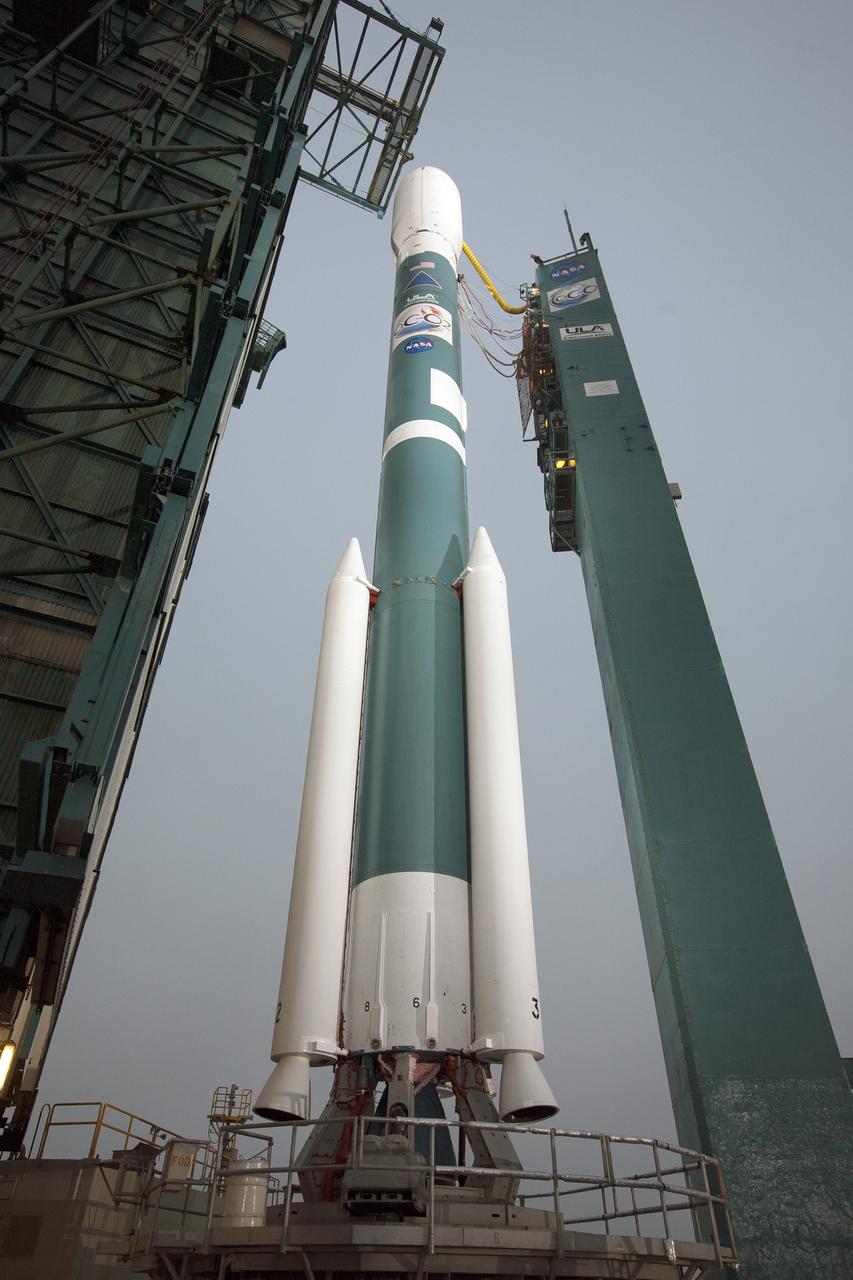 VANDENBERG AIR FORCE BASE, Calif. – The mobile service tower on Space Launch Complex 2 at Vandenberg Air Force Base in California rolls away from the United Launch Alliance Delta II rocket carrying NASA's Orbiting Carbon Observatory-2, or OCO-2.    Launch is scheduled for 5:56 a.m. EDT on July 1. OCO-2 is NASA’s first mission dedicated to studying atmospheric carbon dioxide, the leading human-produced greenhouse gas driving changes in Earth’s climate. OCO-2 will provide a new tool for understanding the human and natural sources of carbon dioxide emissions and the natural "sinks" that absorb carbon dioxide and help control its buildup. The observatory will measure the global geographic distribution of these sources and sinks and study their changes over time. To learn more about OCO-2, visit http://www.nasa.gov/oco2.  Photo credit: NASA/Kim Shiflett