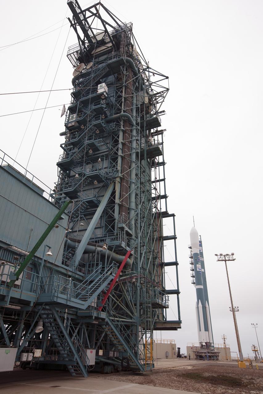 VANDENBERG AIR FORCE BASE, Calif. – The mobile service tower has been rolled back from the United Launch Alliance Delta II rocket carrying NASA's Orbiting Carbon Observatory-2, or OCO-2, on Space Launch Complex 2 at Vandenberg Air Force Base in California, one of the final steps leading up to launch.     Launch of OCO-2 is scheduled for 5:56 a.m. EDT on July 2 following the repair of the pad's water suppression system, which failed on the first launch attempt July 1. OCO-2 is NASA’s first mission dedicated to studying atmospheric carbon dioxide, the leading human-produced greenhouse gas driving changes in Earth’s climate. OCO-2 will provide a new tool for understanding the human and natural sources of carbon dioxide emissions and the natural "sinks" that absorb carbon dioxide and help control its buildup. The observatory will measure the global geographic distribution of these sources and sinks and study their changes over time. To learn more about OCO-2, visit http://www.nasa.gov/oco2.  Photo credit: NASA/Kim Shiflett
