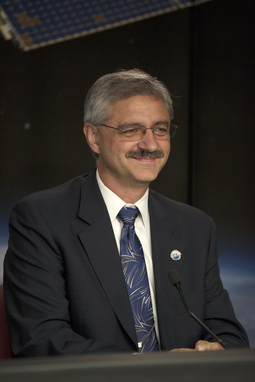 VANDENBERG AIR FORCE BASE, Calif. – Geoff Yoder, deputy associate administrator for Programs, Science Mission Directorate, NASA Headquarters, participates in a post-launch news conference at Vandenberg Air Force Base in California following the successful launch of NASA's Orbiting Carbon Observatory-2, or OCO-2. Liftoff of OCO-2 from Space Launch Complex 2 aboard a United Launch Alliance Delta II rocket was on schedule at 5:56 a.m. EDT on July 2 following the repair of the pad's water suppression system, which failed on the first launch attempt July 1. OCO-2 is NASA’s first mission dedicated to studying atmospheric carbon dioxide, the leading human-produced greenhouse gas driving changes in Earth’s climate. OCO-2 will provide a new tool for understanding the human and natural sources of carbon dioxide emissions and the natural "sinks" that absorb carbon dioxide and help control its buildup. The observatory will measure the global geographic distribution of these sources and sinks and study their changes over time. To learn more about OCO-2, visit http://www.nasa.gov/oco2. Photo credit: NASA/Kim Shiflett