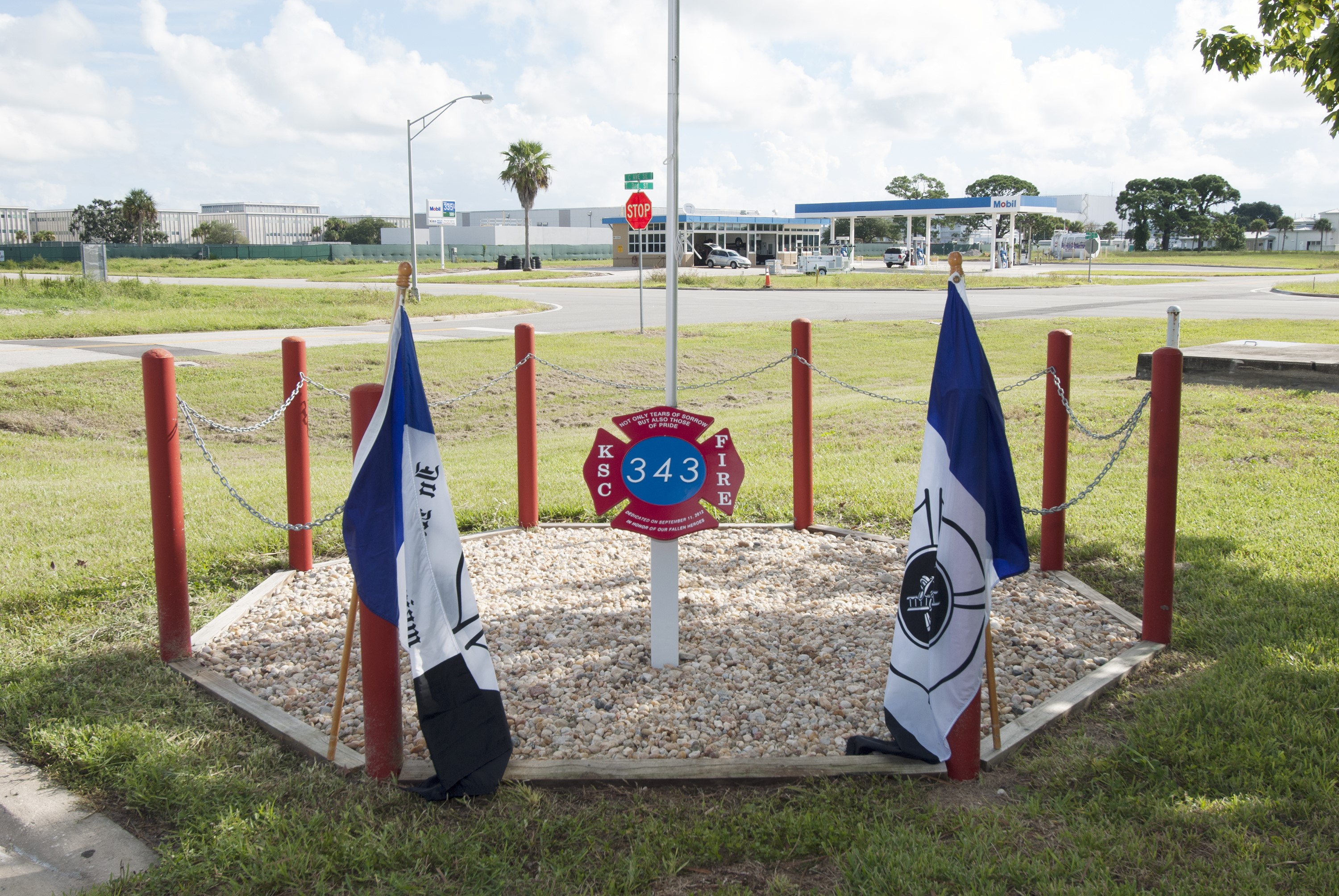 Cape Canaveral, Fla. – At Fire Station 1 at NASA’s Kennedy Space Center in Florida, the 9/11 memorial is shown before a ceremony held by Kennedy’s Fire and Rescue personnel. Kennedy Fire and Rescue Services commemorated the 13th anniversary of 9/11 with a ceremony that included a minute of silence at 10:28 a.m., which was the moment of collapse of the north tower of the World Trade Center. Photo credit: Jim Grossmann