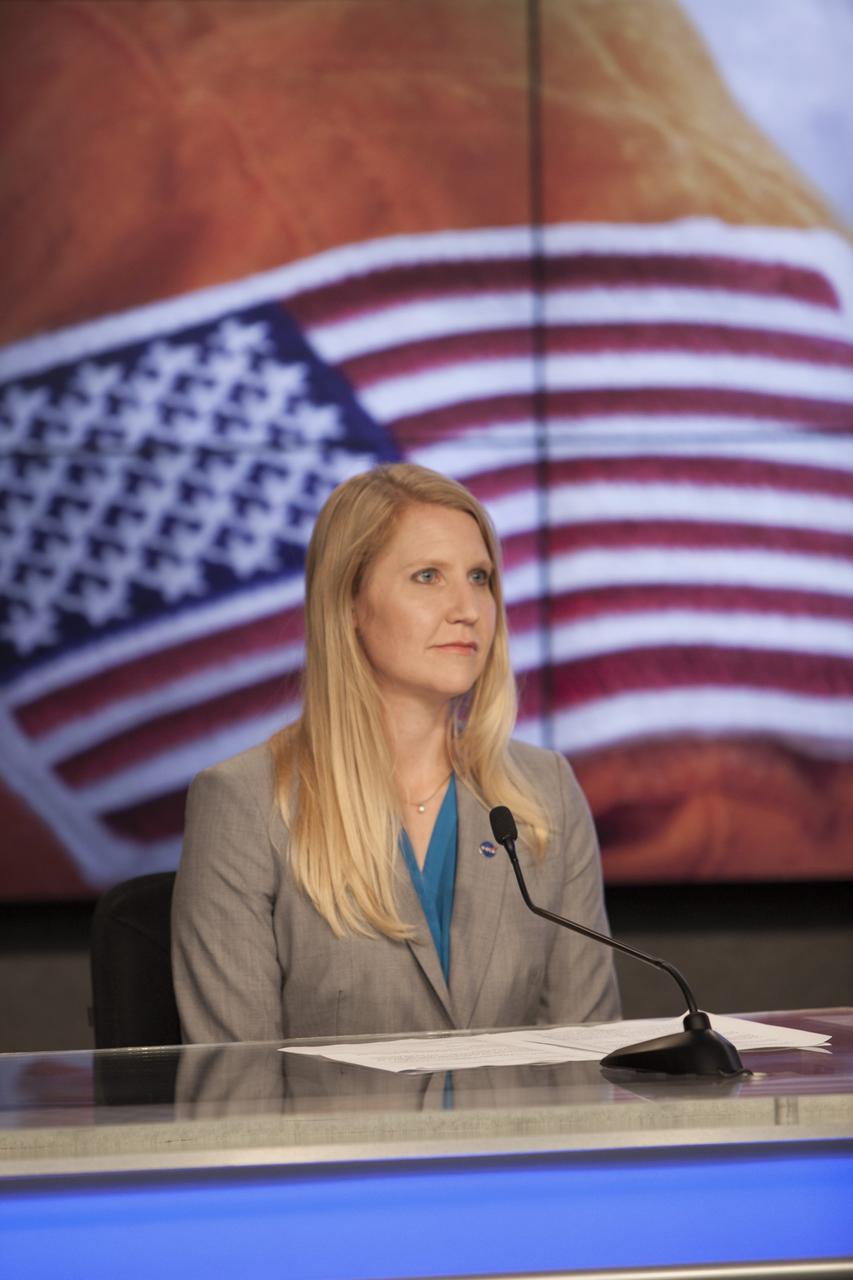 CAPE CANAVERAL, Fla. – NASA spokeswoman Stephanie Schierholz moderates the announcement of the Commercial Crew Transportation Capability CCtCap contract awards designed to complete the NASA certification for human space transportation systems capable of carrying people into orbit. Once certification is complete, NASA plans to use these systems to ferry astronauts to the International Space Station and return them safely to Earth.  Speaking from Kennedy Space Center’s Press Site, NASA Administrator Charles Bolden detailed the importance of the effort by the agency's Commercial Crew Program for United States space exploration ambitions and the economic potential of creating new markets in space transportation for people. Boeing and SpaceX were awarded contracts to complete the design of the CST-100 and Crew Dragon spacecraft, respectively, and begin manufacturing for flight tests with a goal of achieving certification to take astronauts to the International Space Station by 2017. CCtCap also covers the beginning of operational missions for these new spacecraft and their systems. Photo credit: NASA/Jim Grossmann
