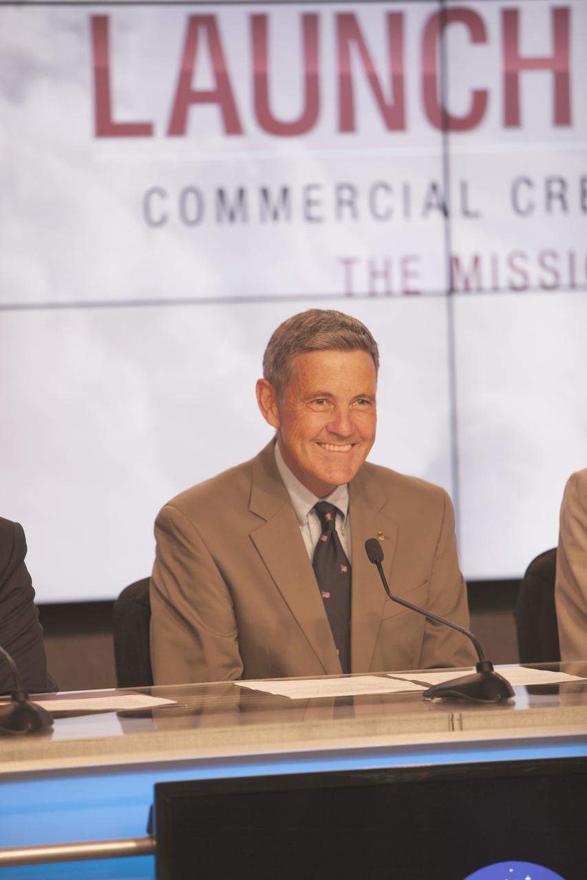 CAPE CANAVERAL, Fla. – Former astronaut Bob Cabana, director of NASA's Kennedy Space Center in Florida, speaks at the start of the announcement ceremony to name the providers of the next generation of crewed American spacecraft. Speaking from Kennedy’s Press Site, Cabana detailed the importance of the development effort by the agency's Commercial Crew Program for United States space exploration ambitions and the economic potential of creating new markets in human space transportation. Boeing and SpaceX were awarded contracts to complete the design of the CST-100 and Crew Dragon spacecraft, respectively, and begin manufacturing for flight tests with a goal of achieving certification to take astronauts to the International Space Station by 2017. The Commercial Crew Transportation Capability CCtCap contract also covers the beginning of operational missions for these new spacecraft and their systems. Photo credit: NASA/Jim Grossmann