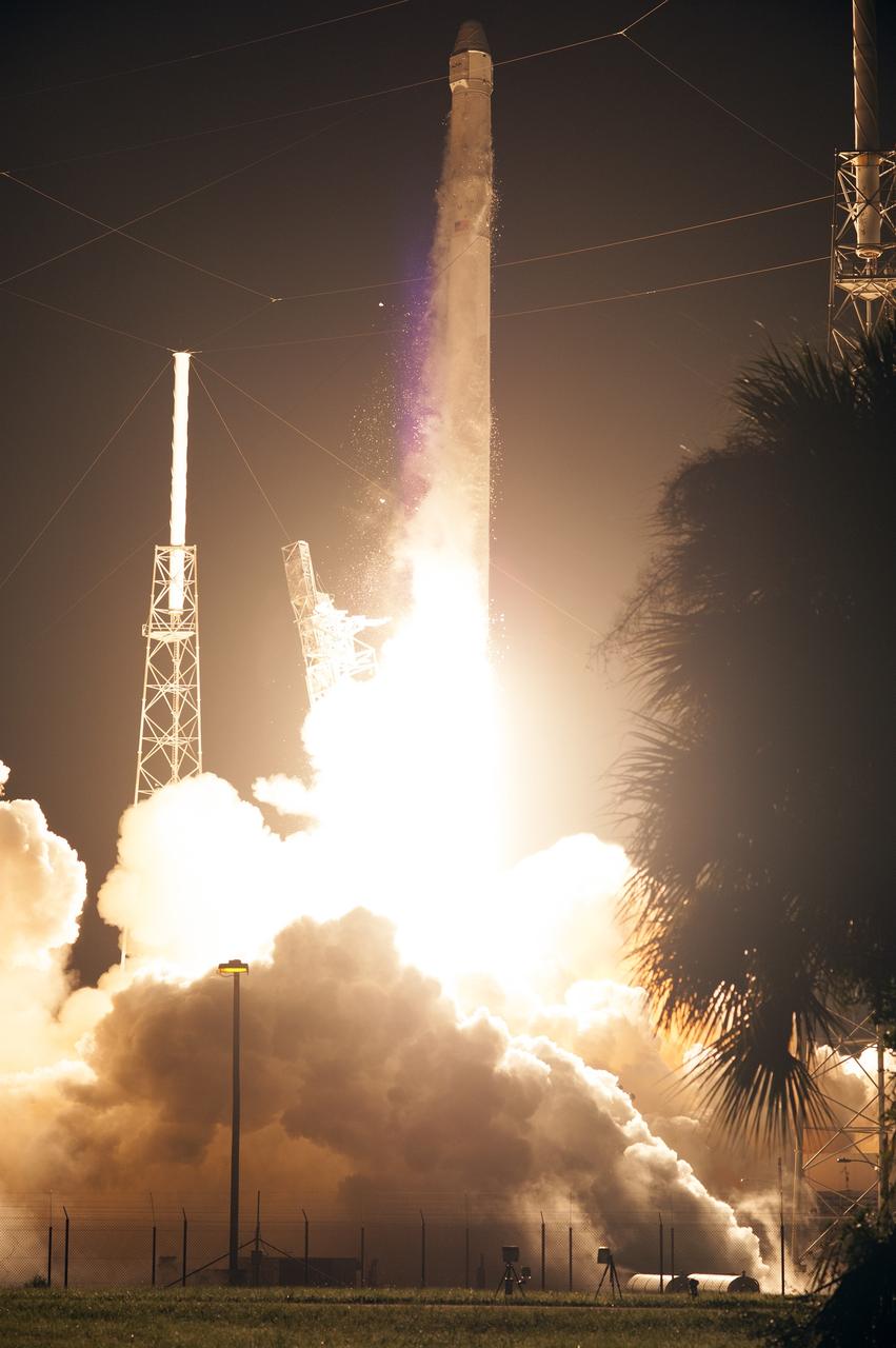 CAPE CANAVERAL, Fla. – The Falcon 9 rocket lifts off Space Launch Complex 40 at Cape Canaveral Air Force Station in Florida, carrying the SpaceX CRS-4 mission to orbit. Liftoff was at 1:52 a.m. EDT. The mission is the fourth of 12 SpaceX flights NASA contracted with the company to resupply the space station. It will be the fifth trip by a Dragon spacecraft to the orbiting laboratory. The spacecraft’s 2.5 tons of supplies, science experiments, and technology demonstrations include critical materials to support 255 science and research investigations that will occur during the station's Expeditions 41 and 42. To learn more about the mission, visit http://www.nasa.gov/mission_pages/station/structure/launch/index.html Photo credit: NASA/Sandy Joseph and Kevin O'Connell