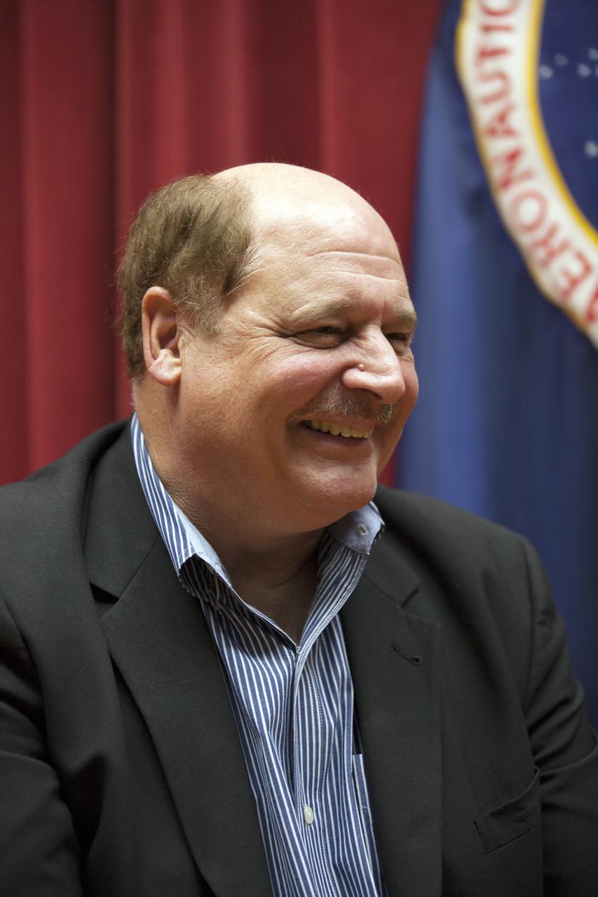 CAPE CANAVERAL, Fla. – Michael Kersjes, author and former special education teacher and football coach from Michigan, speaks to workers during the Disability Awareness and Action Working Group, or DAAWG, event at NASA's Kennedy Space Center in Florida. The theme of his presentation was "Power of the Human Spirit."    Kersjes is the author of the book, "A Smile as Big as the Moon," which told the true story of how he worked to get special education students into Space Camp, a competitive education program at the U.S. Space and Rocket Center in Huntsville, Alabama. His book was made into a movie in 2012. For information on Kennedy's diversity programs, visit http://odeo.ksc.nasa.gov. Photo credit: NASA/Kim Shiflett