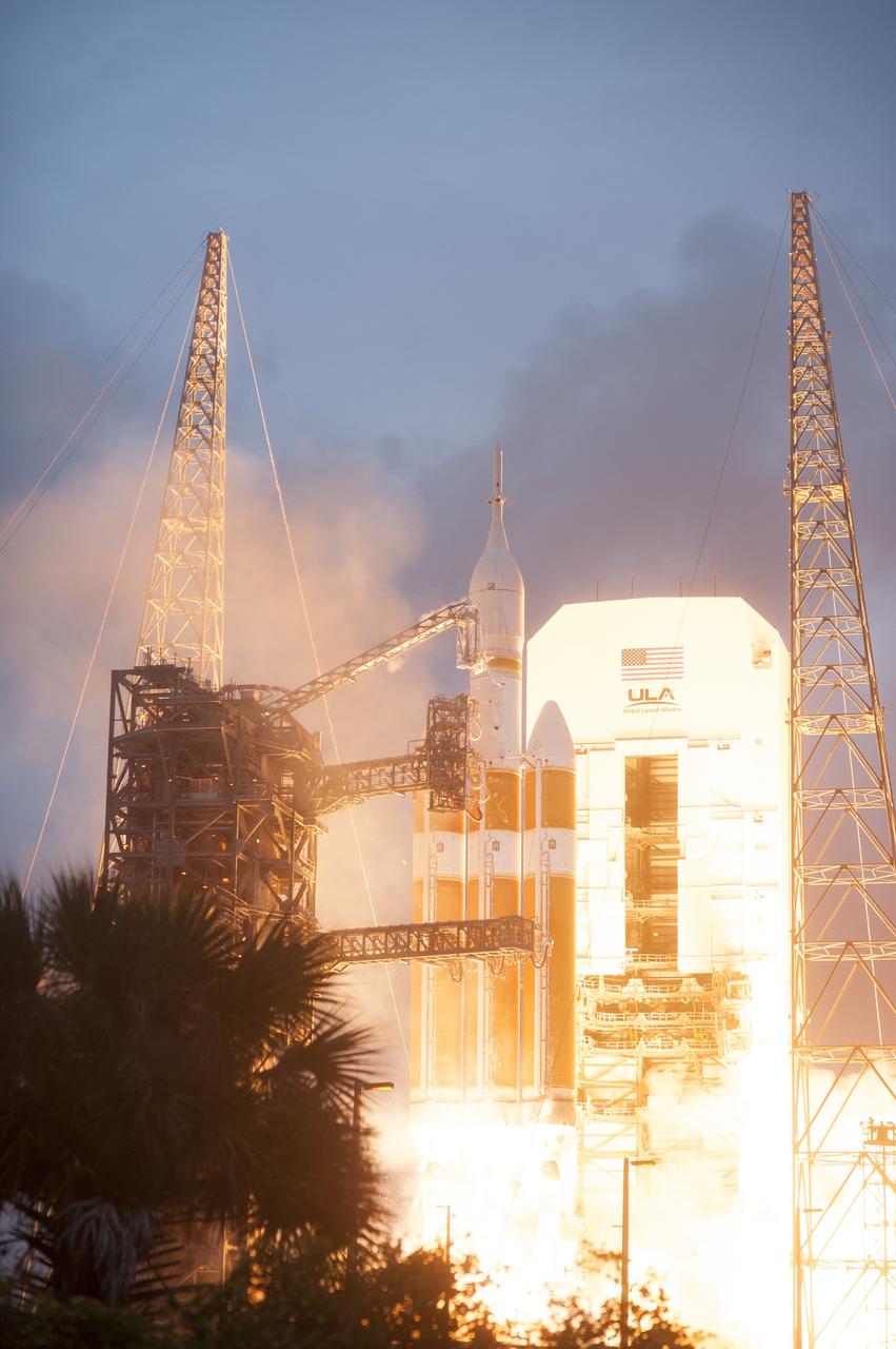 CAPE CANAVERAL, Fla. -- A Delta IV Heavy rocket lifts off from Space Launch Complex 37 at Cape Canaveral Air Force Station in Florida carrying NASA's Orion spacecraft on an unpiloted flight test to Earth orbit. Liftoff was at 7:05 a.m. EST. During the two-orbit, four-and-a-half hour mission, engineers will evaluate the systems critical to crew safety, the launch abort system, the heat shield and the parachute system. For more information, visit www.nasa.gov/orion Photo credit: NASA/ Sandy Joseph/Kevin O’Connell