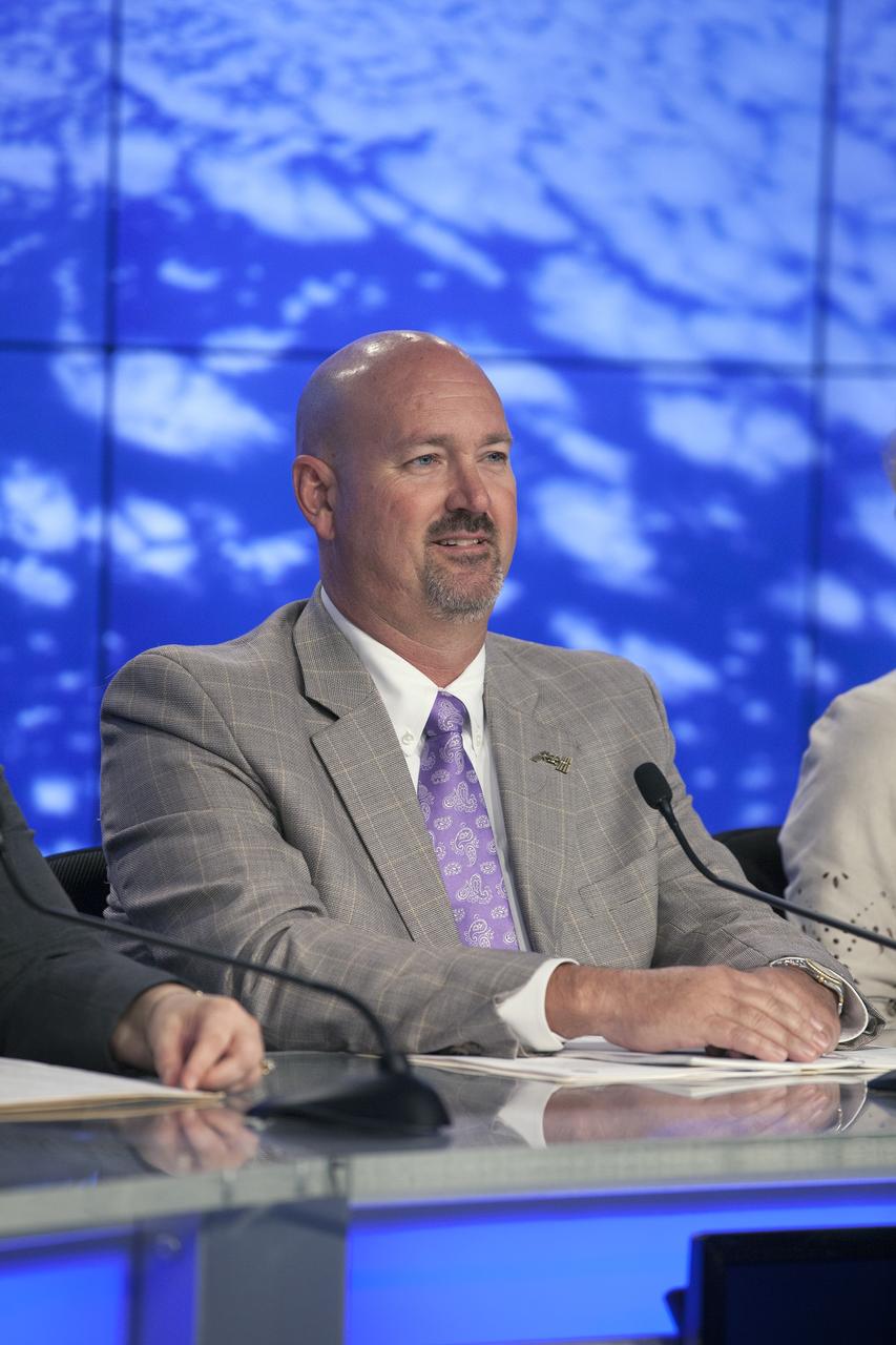 CAPE CANAVERAL, Fla. -- In the Kennedy Space Center’s Press Site auditorium, agency and industry leaders spoke to members of the news media on International Space Station research and technology developments. Participants included Kenneth Shields, director of operations and education for the Center for the Advancement of Science in Space. Photo credit: NASA/ Kim Shiflett