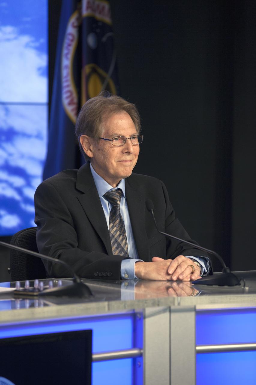 CAPE CANAVERAL, Fla. -- In the Kennedy Space Center’s Press Site auditorium, agency and industry leaders spoke to members of the news media on International Space Station research and technology developments. Participants included Samuel Durrance of the Florida Institute of Technology, principal investigator for the NR-SABOL experiment. Photo credit: NASA/ Kim Shiflett