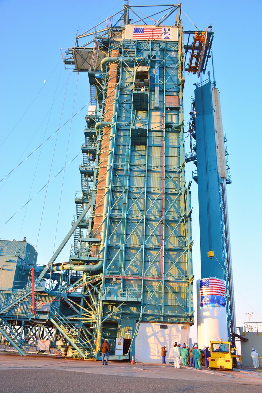 VANDENBERG AIR FORCE BASE, Calif. – At Vandenberg Air Force Base in California, NASA's Soil Moisture Active Passive mission, or SMAP, satellite is prepared for lifting at Space Launch Complex 2 for mating to its Delta II rocket.    SMAP will provide global measurements of soil moisture and its freeze/thaw state. These measurements will be used to enhance understanding of processes that link the water, energy and carbon cycles, and to extend the capabilities of weather and climate prediction models. SMAP data also will be used to quantify net carbon flux in boreal landscapes and to develop improved flood prediction and drought monitoring capabilities. Launch is scheduled for Jan. 29, 2015. To learn more about SMAP, visit http://smap.jpl.nasa.gov Photo credit: NASA/Randy Beaudoin