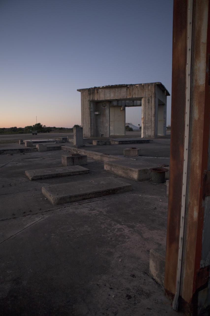 CAPE CANAVERAL, Fla. – Sunrise over Launch Pad 34 on Cape Canaveral Air Force Station in Florida finds only concrete and steel remain of the historic site, long since demolished.    On this day in 1967, a fire erupted on the pad during a preflight test, taking the lives of the Apollo 1 crew, NASA astronauts Virgil Grissom, Edward White and Roger Chaffee. To learn more about Apollo 1 and the crew, visit http://www.nasa.gov/mission_pages/apollo/missions/apollo1.html.  Photo credit: NASA/Ben Smegelsky