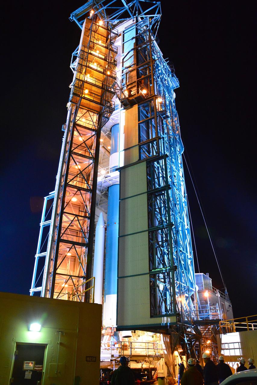 VANDENBERG AIR FORCE BASE, Calif. – The launch gantry is rolled back to reveal the United Launch Alliance Delta II rocket with the Soil Moisture Active Passive, or SMAP, satellite aboard, at Space Launch Complex 2 on Vandenberg Air Force Base in California. SMAP is a remote sensing mission designed to measure and map the Earth's soil moisture distribution and freeze/thaw stat with unprecedented accuracy, resolution and coverage. SMAP will provide global measurements of soil moisture and its freeze/thaw state. These measurements will be used to enhance understanding of processes that link the water, energy and carbon cycles, and to extend the capabilities of weather and climate prediction models. SMAP data also will be used to quantify net carbon flux in boreal landscapes and to develop improved flood prediction and drought monitoring capabilities. Launch is scheduled for Jan. 29, 2015. To learn more about SMAP, visit http://www.nasa.gov/smap. Photo credit: NASA/Randy Beaudoin