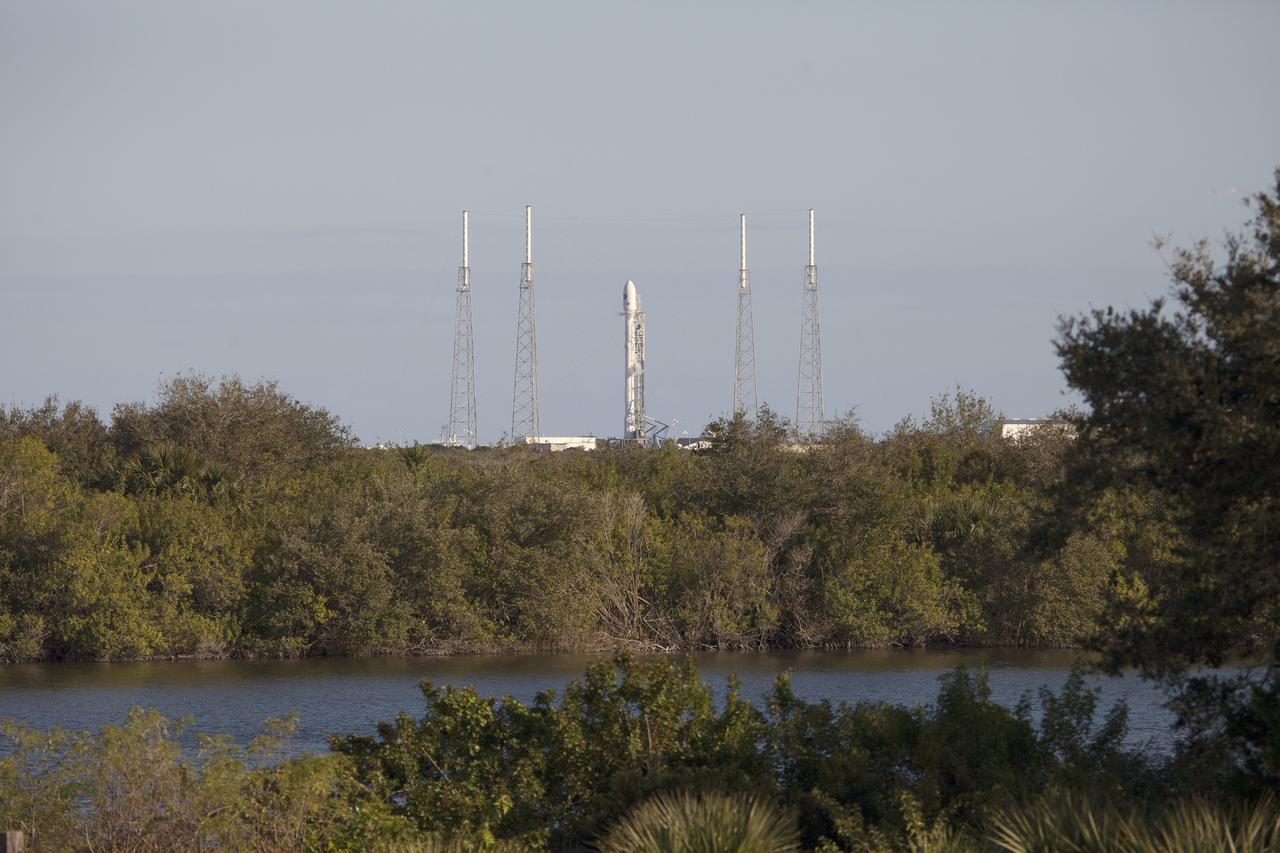 The SpaceX Falcon 9 rocket set to launch NOAA’s Deep Space Climate Observatory spacecraft, or DSCOVR, stands at Space Launch Complex 40 at Florida’s Cape Canaveral Air Force Station during the mission’s first launch attempt. The mission is a partnership between NOAA, NASA and the U.S. Air Force. DSCOVR will maintain the nation's real-time solar wind monitoring capabilities which are critical to the accuracy and lead time of NOAA's space weather alerts and forecasts. To learn more about DSCOVR, visit http://www.nesdis.noaa.gov/DSCOVR. Photo credit: NASA/Ben Smegelsky
