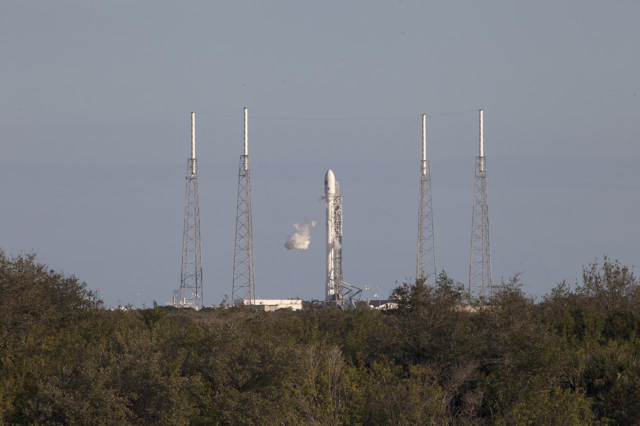 Gaseous oxygen vents away from the SpaceX Falcon 9 rocket standing at Space Launch Complex 40 at Florida’s Cape Canaveral Air Force Station during the first launch attempt for NOAA’s Deep Space Climate Observatory spacecraft, or DSCOVR. The mission is a partnership between NOAA, NASA and the U.S. Air Force. DSCOVR will maintain the nation's real-time solar wind monitoring capabilities which are critical to the accuracy and lead time of NOAA's space weather alerts and forecasts. To learn more about DSCOVR, visit http://www.nesdis.noaa.gov/DSCOVR. Photo credit: NASA/Ben Smegelsky