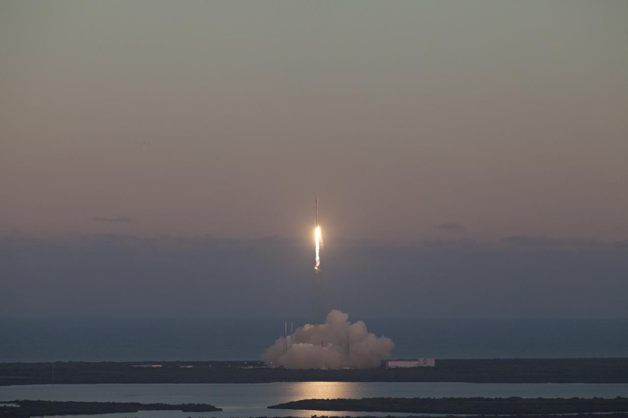 Lit by the glow of sunset, the SpaceX Falcon 9 rocket climbs away from Space Launch Complex 40 at Florida’s Cape Canaveral Air Force Station. On board is NOAA’s Deep Space Climate Observatory spacecraft, or DSCOVR. Liftoff occurred at 6:03 p.m. EST. DSCOVR is a partnership between NOAA, NASA and the U.S. Air Force, and will maintain the nation's real-time solar wind monitoring capabilities. To learn more about DSCOVR, visit http://www.nesdis.noaa.gov/DSCOVR. Photo credit: NASA/Kim Shiflett