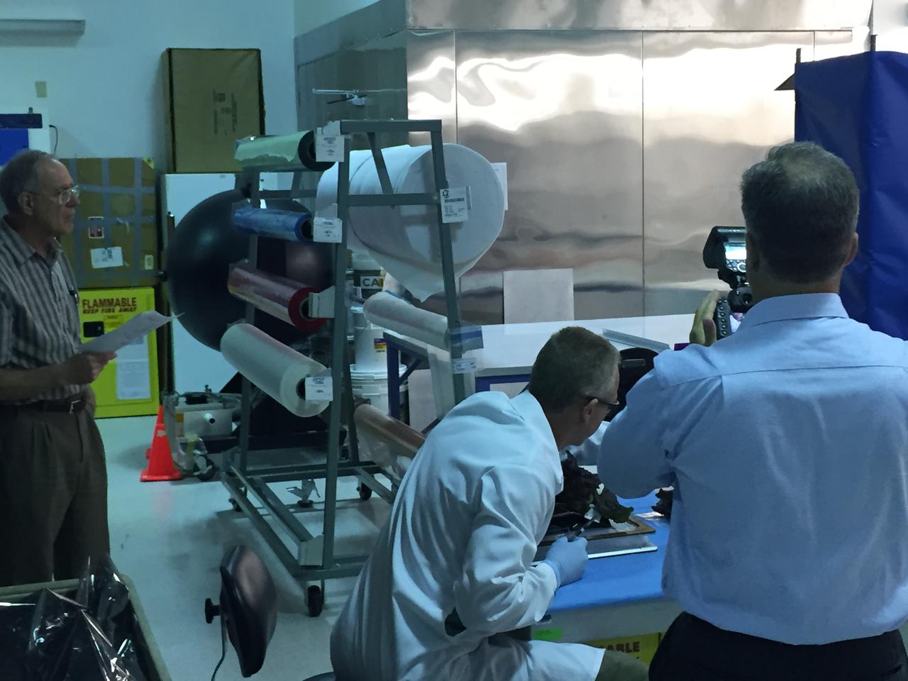 Astronaut Scott Kelly initiated VEG-01 B, the second crop of lettuce, on July, 8, 2015, and both Kelly and Astronaut Kjell Lindgren cared for the plants. The crop grew for 33 days. VEG-01 B included one set of six plant pillows planted with red romaine lettuce seeds. On Aug. 10, 2015, the crew harvested and consumed leaves from each plant. This was the first crop grown and consumed in NASA hardware. They harvested the rest of the plant tissue and froze it in the station’s Minus Eighty-Degree Laboratory Freezer for ISS (MELFI) for return to Earth for further study including microbial analysis, antioxidant capacity, mineral analysis and anthocyanin concentration. 