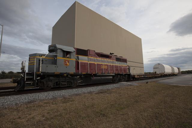 NASA image: SLS Pathfinder Segments Car Train Departure