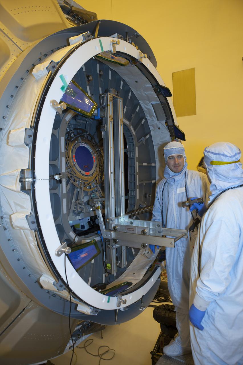 Inside the Payload Hazardous Servicing Facility at NASA's Kennedy Space Center in Florida, the hatch is closed for the upcoming flight of a Cygnus cargo vessel. The spacecraft is scheduled for the upcoming Orbital ATK Commercial Resupply Services-6 mission to deliver hardware and supplies to the International Space Station. The Cygnus is scheduled to lift off atop a United Launch Alliance Atlas V rocket on March 22.
