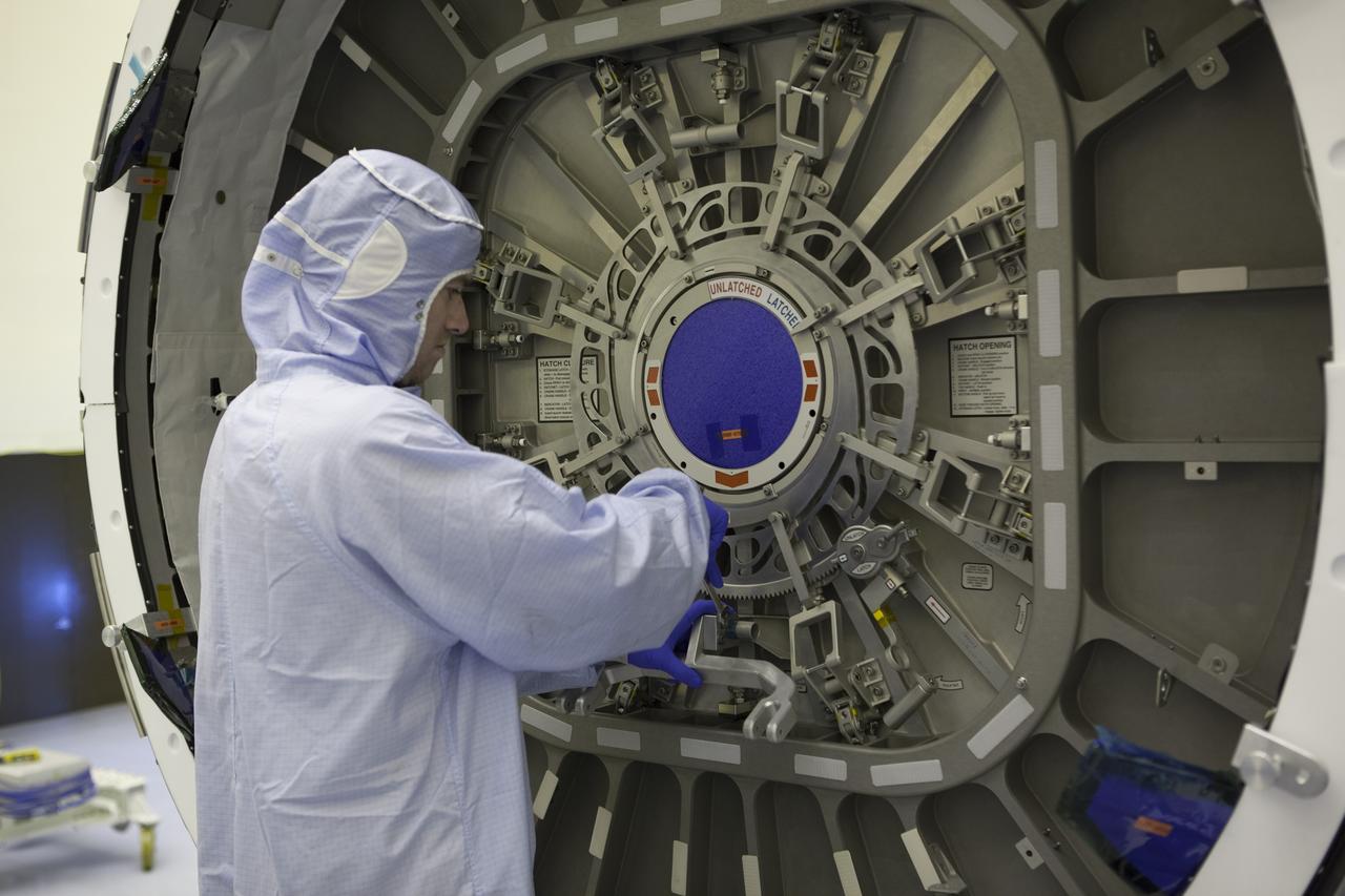 Inside the Payload Hazardous Servicing Facility at NASA's Kennedy Space Center in Florida, the hatch is closed for the upcoming flight of a Cygnus cargo vessel. The spacecraft is scheduled for the upcoming Orbital ATK Commercial Resupply Services-6 mission to deliver hardware and supplies to the International Space Station. The Cygnus is scheduled to lift off atop a United Launch Alliance Atlas V rocket on March 22.