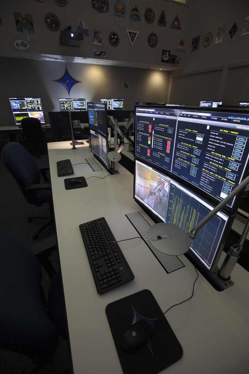 Photos of the Launch Vehicle Data Center (LVDC) in Hangar AE -  Room #2 of LVDC - showing the engineering consule upgrades.