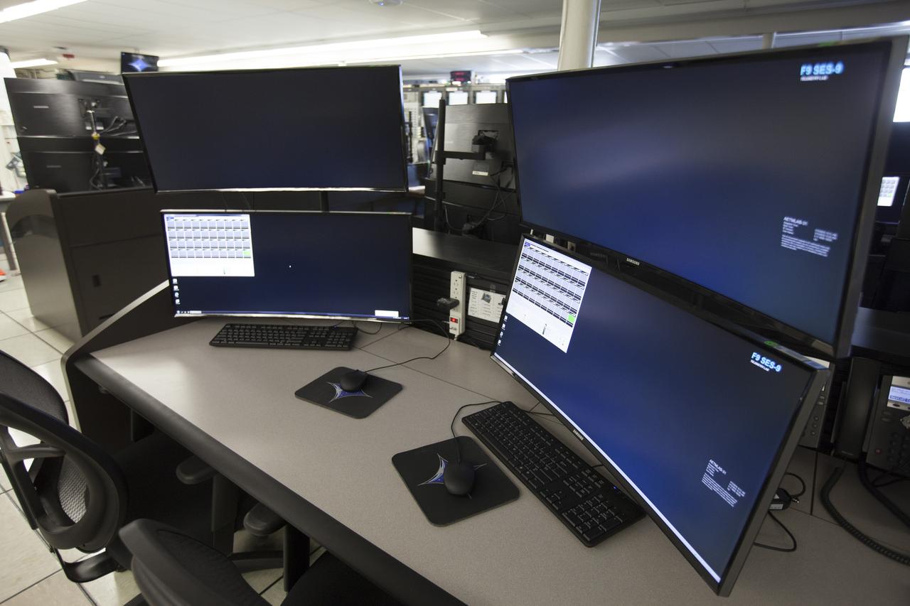 Photos of the Launch Vehicle Data Center (LVDC) in Hangar AE - Telemetry Room - showing the engineering consule upgrades.