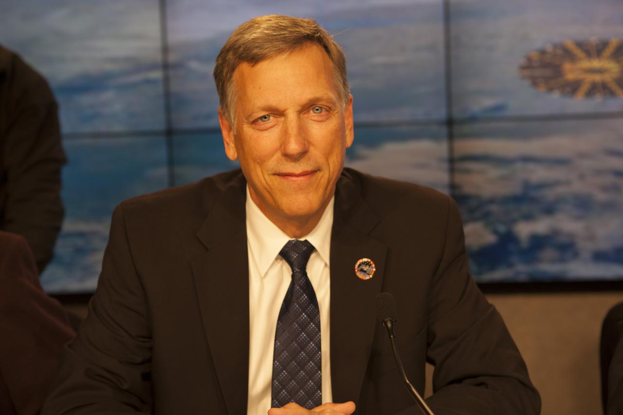 In the Kennedy Space Center’s Press Site auditorium, Kenneth Todd, NASA ISS Operations Integration manager; speaks to members of the media at a prelaunch news conference for Orbital ATK CRS-6 commercial resupply services mission to the International Space Station.