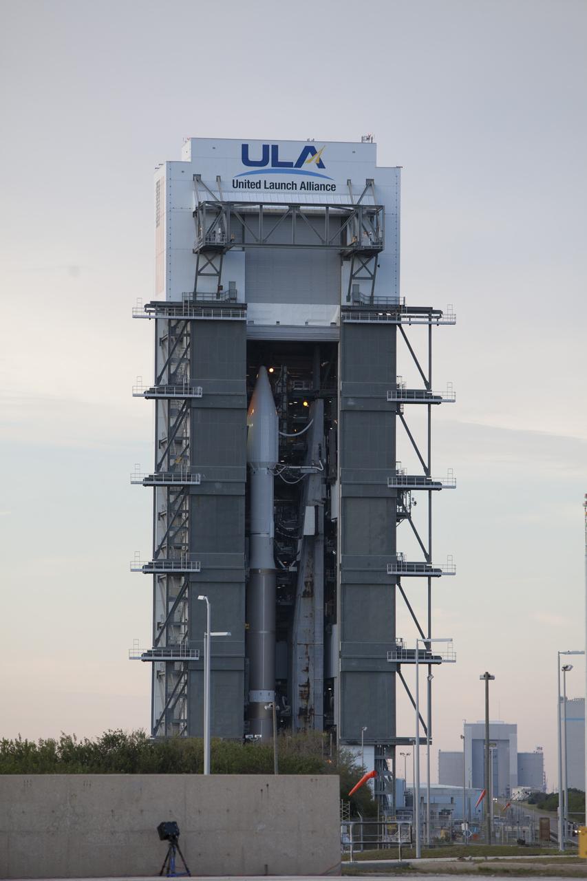 A United Launch Alliance Atlas V rocket is moved from the Vertical Integration Facility to the launch pad at Cape Canaveral Air Force Station's Space Launch Complex 41. A Cygnus spacecraft is scheduled to deliver 7,700 pounds of supplies and research experiments on the Orbital ATK CRS-6 mission to the International Space Station.