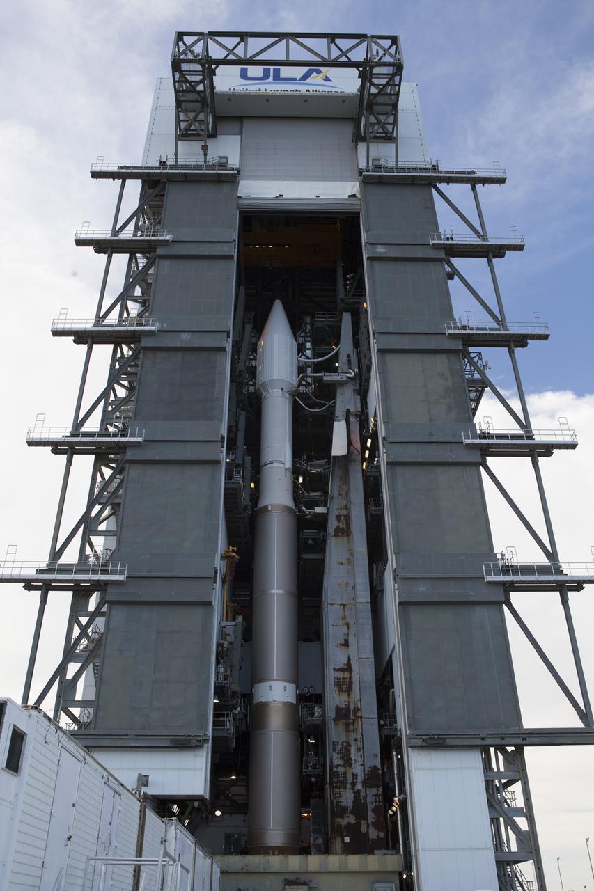 A United Launch Alliance Atlas V rocket is moved from the Vertical Integration Facility to the launch pad at Cape Canaveral Air Force Station's Space Launch Complex 41. A Cygnus spacecraft is scheduled to deliver 7,700 pounds of supplies and research experiments on the Orbital ATK CRS-6 mission to the International Space Station.