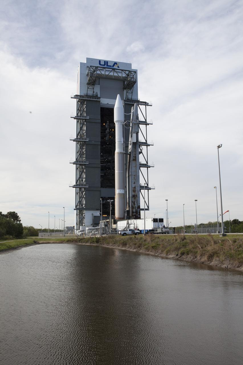 A United Launch Alliance Atlas V rocket is moved from the Vertical Integration Facility to the launch pad at Cape Canaveral Air Force Station's Space Launch Complex 41. A Cygnus spacecraft is scheduled to deliver 7,700 pounds of supplies and research experiments on the Orbital ATK CRS-6 mission to the International Space Station.