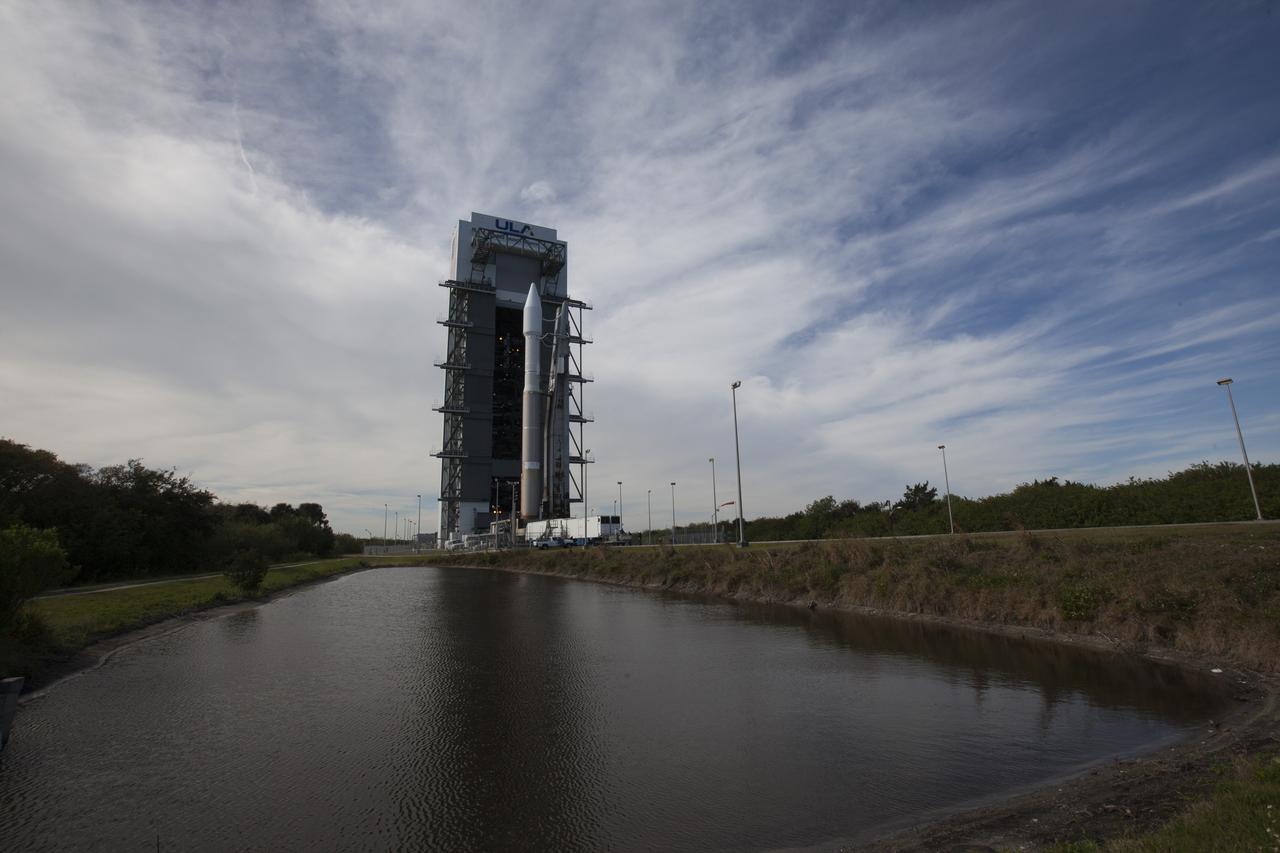 A United Launch Alliance Atlas V rocket is moved from the Vertical Integration Facility to the launch pad at Cape Canaveral Air Force Station's Space Launch Complex 41. A Cygnus spacecraft is scheduled to deliver 7,700 pounds of supplies and research experiments on the Orbital ATK CRS-6 mission to the International Space Station.