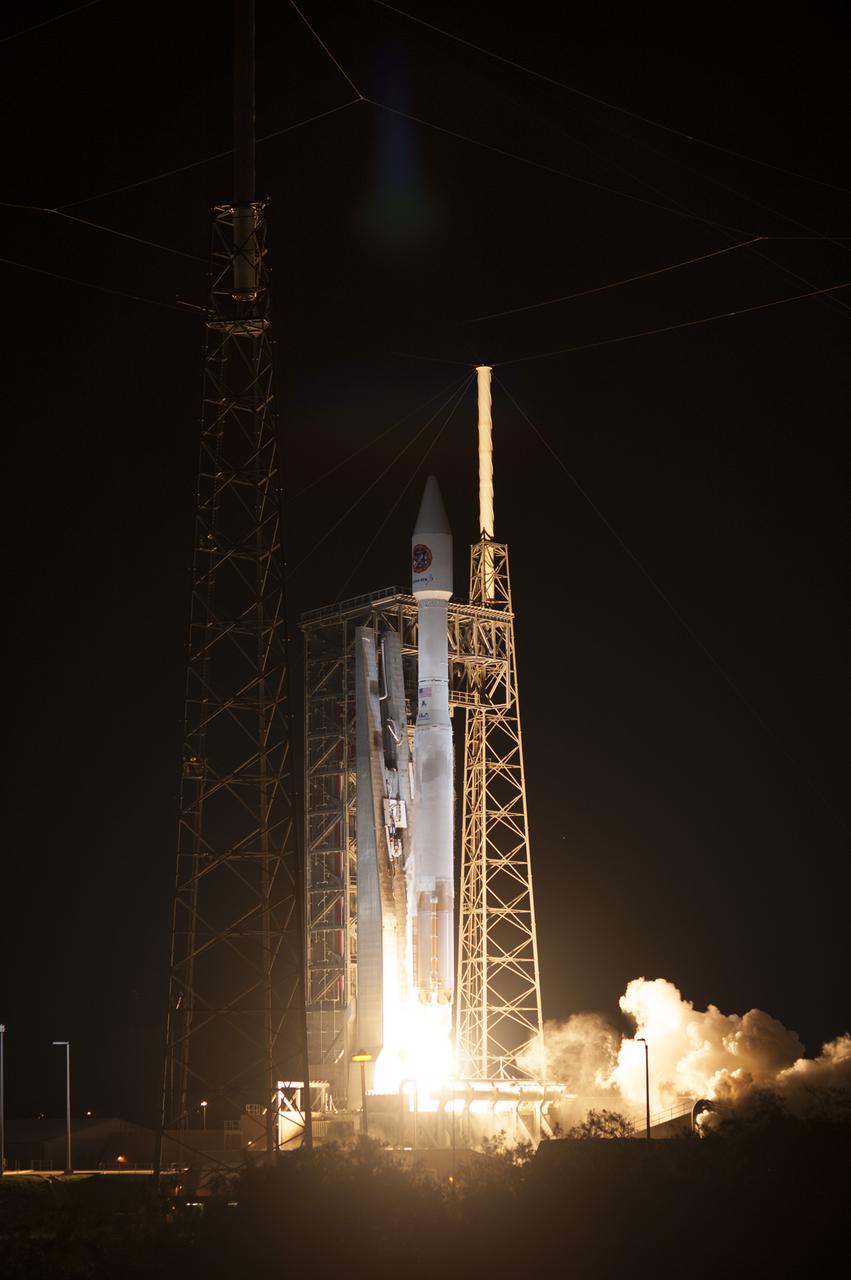 Cape Canaveral Air Force Station carrying an Orbital ATK Cygnus resupply spacecraft on a commercial resupply services mission to the International Space Station. Liftoff was at 11:05 p.m. EDT. Cygnus will deliver the second generation of a portable onboard printer to demonstrate 3-D printing, an instrument for first space-based observations of the chemical composition of meteors entering Earth’s atmosphere and an experiment to study how fires burn in microgravity.