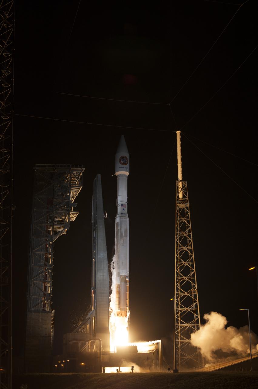A United Launch Alliance Atlas V rocket lifts off from Space Launch Complex 41 at Cape Canaveral Air Force Station carrying an Orbital ATK Cygnus resupply spacecraft on a commercial resupply services mission to the International Space Station. Liftoff was at 11:05 p.m. EDT. Cygnus will deliver the second generation of a portable onboard printer to demonstrate 3-D printing, an instrument for first space-based observations of the chemical composition of meteors entering Earth’s atmosphere and an experiment to study how fires burn in microgravity.