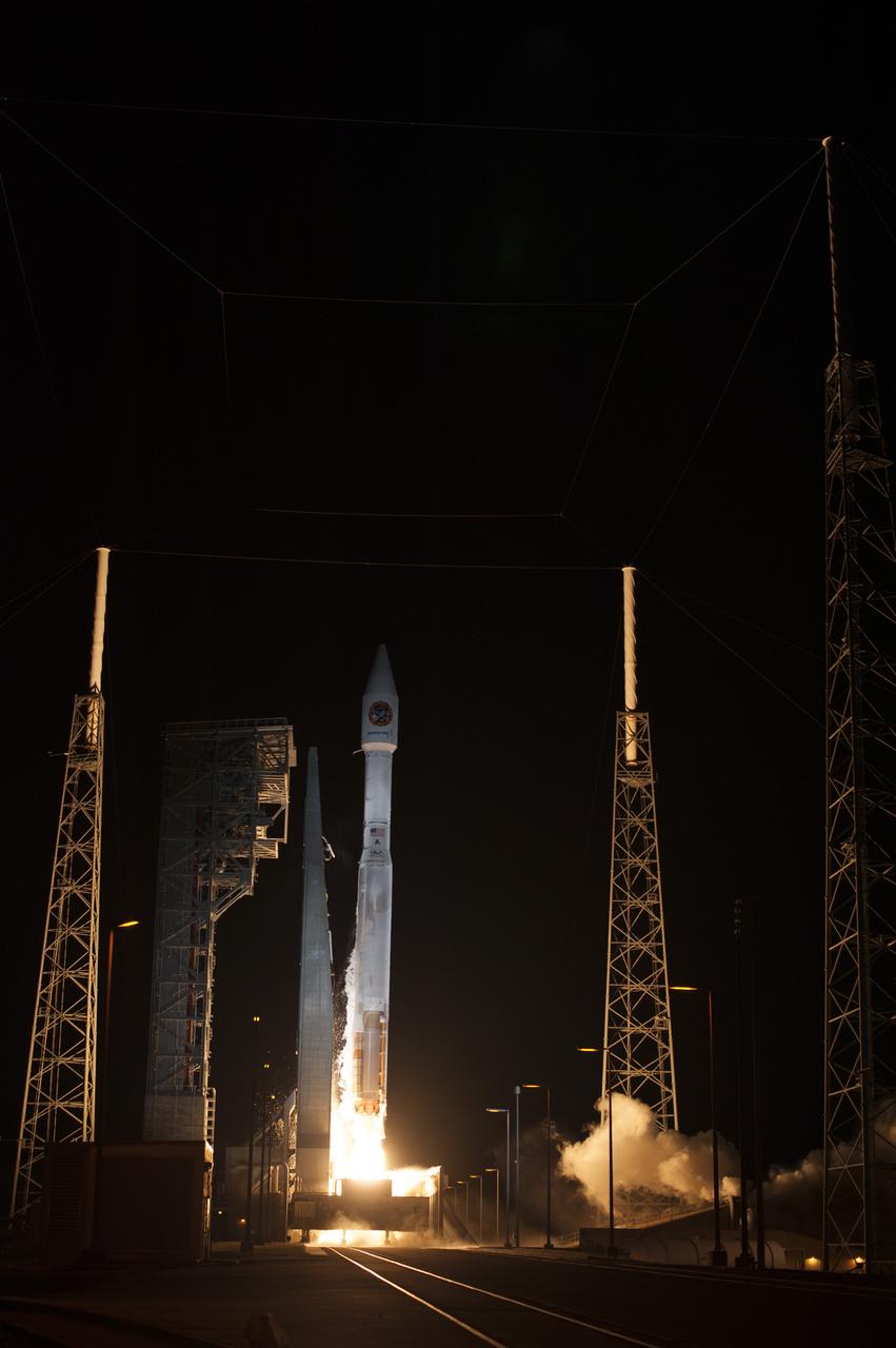 A United Launch Alliance Atlas V rocket lifts off from Space Launch Complex 41 at Cape Canaveral Air Force Station carrying an Orbital ATK Cygnus resupply spacecraft on a commercial resupply services mission to the International Space Station. Liftoff was at 11:05 p.m. EDT. Cygnus will deliver the second generation of a portable onboard printer to demonstrate 3-D printing, an instrument for first space-based observations of the chemical composition of meteors entering Earth’s atmosphere and an experiment to study how fires burn in microgravity.