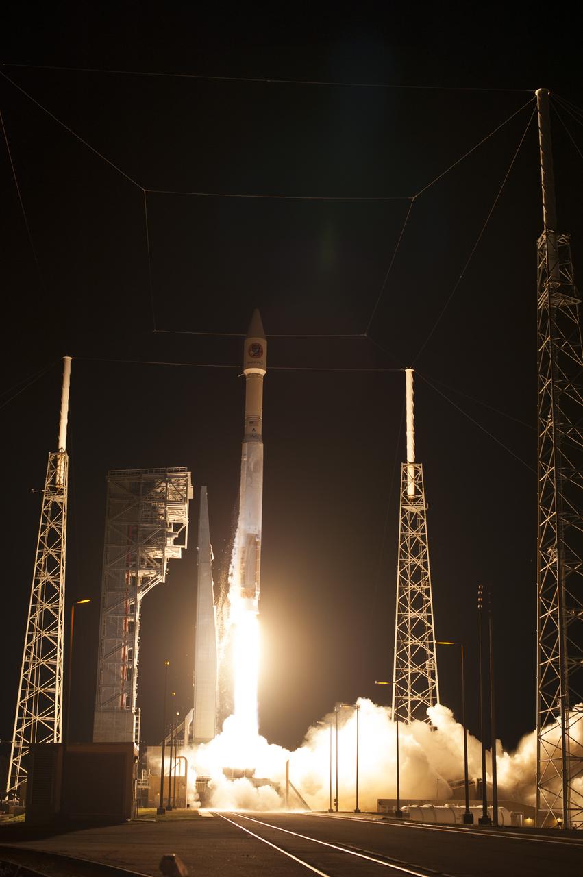 A United Launch Alliance Atlas V rocket lifts off from Space Launch Complex 41 at Cape Canaveral Air Force Station carrying an Orbital ATK Cygnus resupply spacecraft on a commercial resupply services mission to the International Space Station. Liftoff was at 11:05 p.m. EDT. Cygnus will deliver the second generation of a portable onboard printer to demonstrate 3-D printing, an instrument for first space-based observations of the chemical composition of meteors entering Earth’s atmosphere and an experiment to study how fires burn in microgravity.