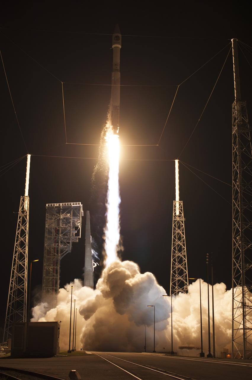 A United Launch Alliance Atlas V rocket lifts off from Space Launch Complex 41 at Cape Canaveral Air Force Station carrying an Orbital ATK Cygnus resupply spacecraft on a commercial resupply services mission to the International Space Station. Liftoff was at 11:05 p.m. EDT. Cygnus will deliver the second generation of a portable onboard printer to demonstrate 3-D printing, an instrument for first space-based observations of the chemical composition of meteors entering Earth’s atmosphere and an experiment to study how fires burn in microgravity.